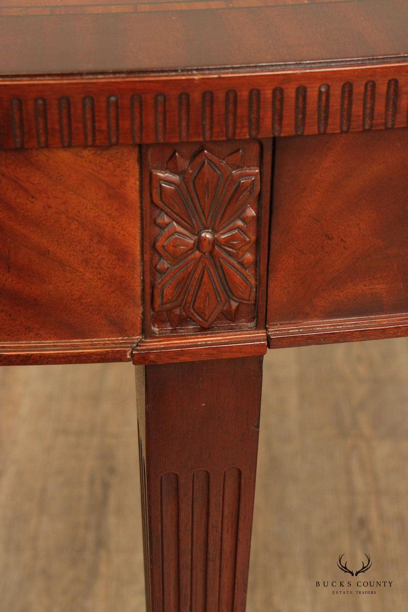 Baker Furniture Regency Style Inlaid Mahogany Demilune Console