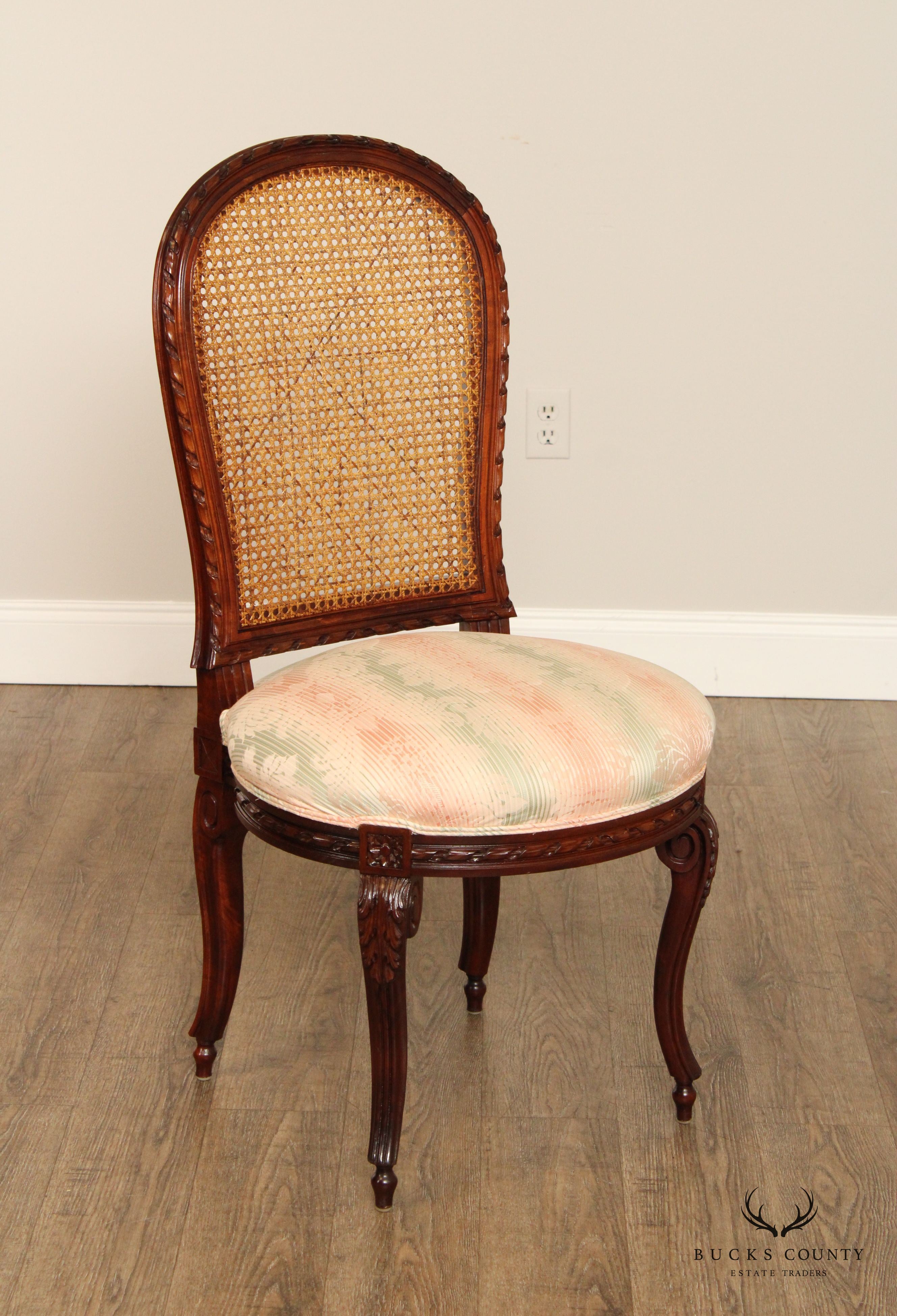 French Louis XV Style Quality Set Of 12 Cane Back Dining Chairs