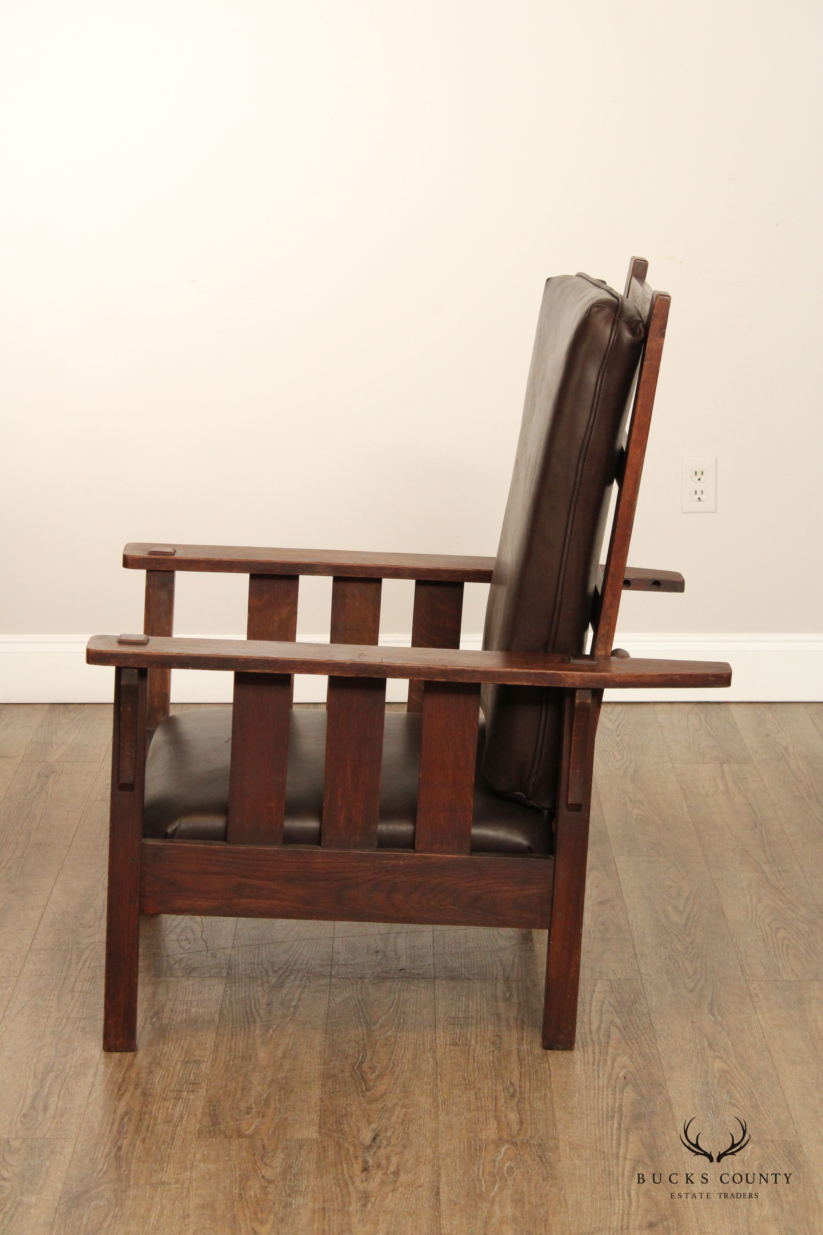 Antique Mission Oak and Leather Morris Chair