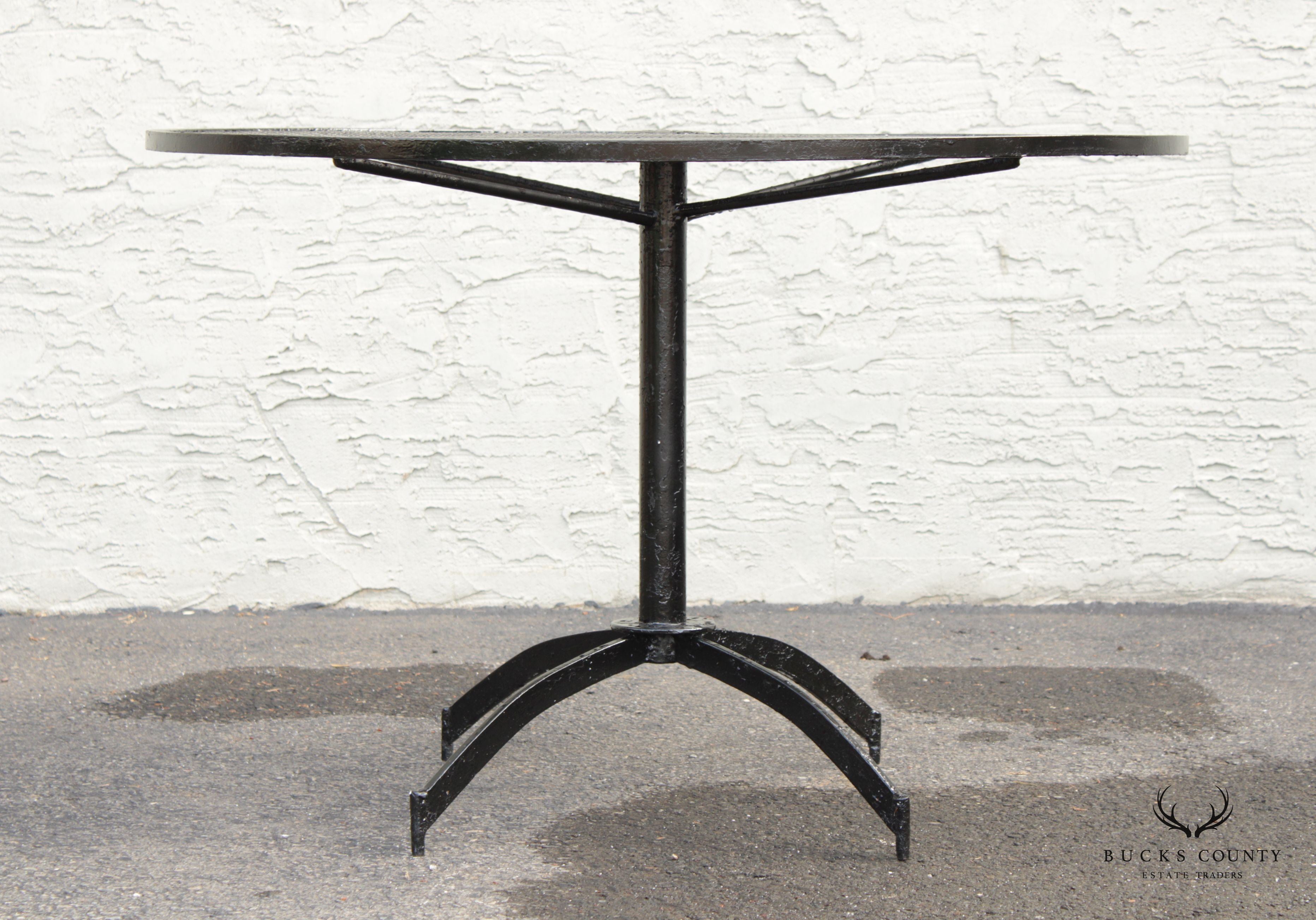 Salterini Mid Century Modern Wrought Iron Round Outdoor Dining Table