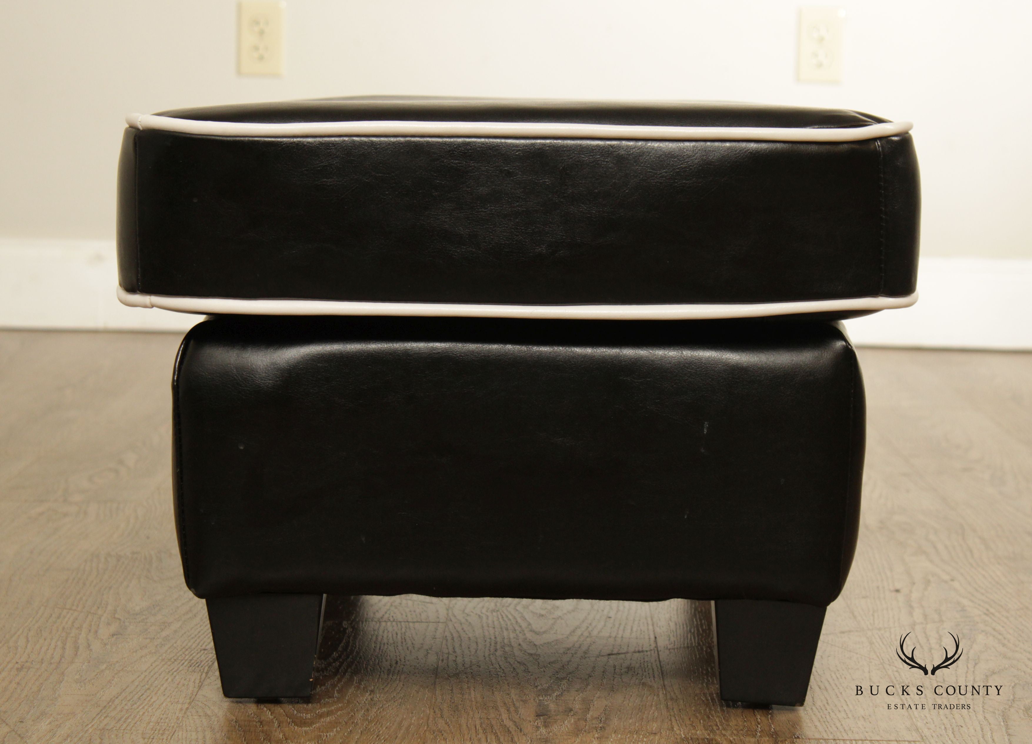 Vintage Modern Leather Upholstered Footstool