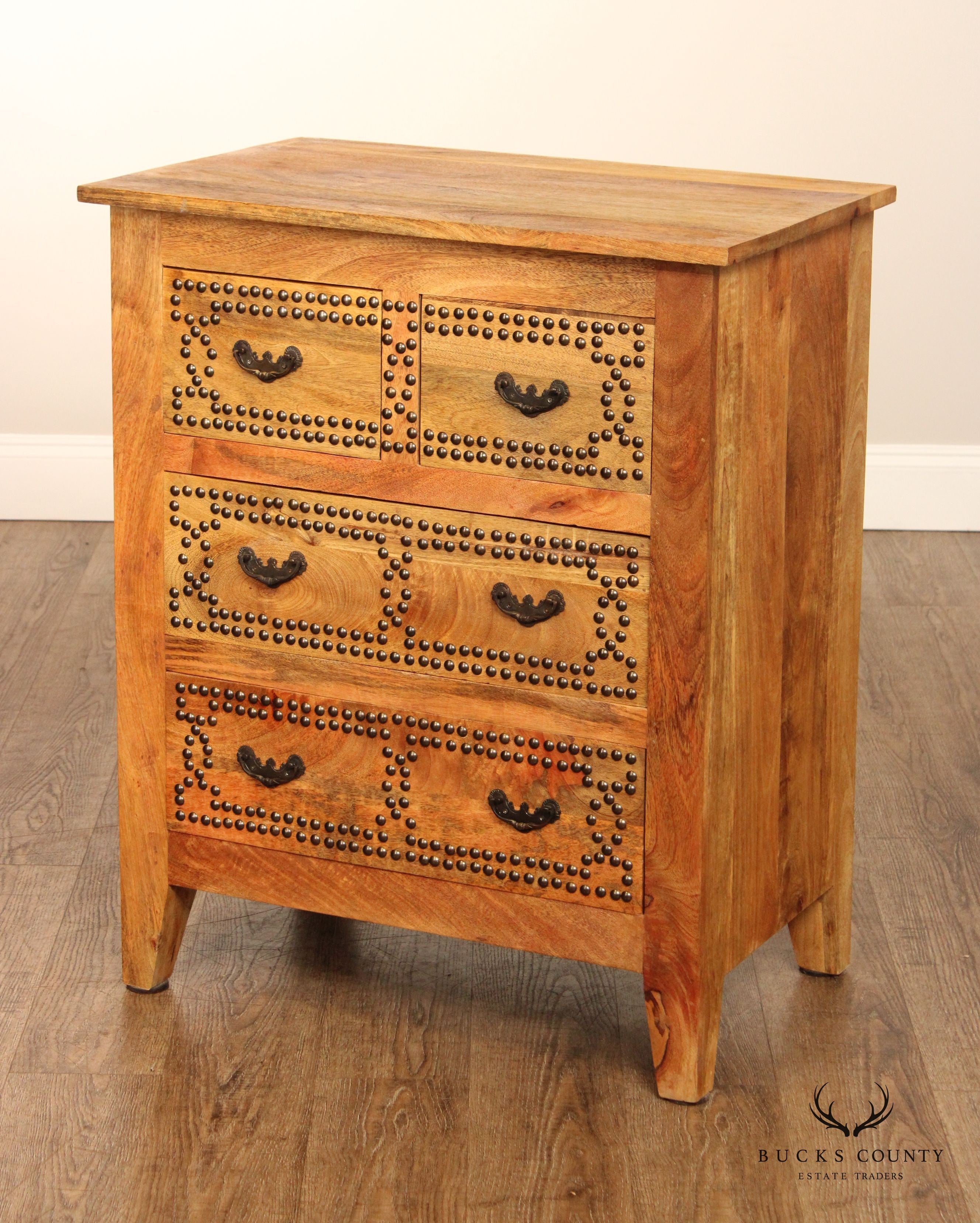 Anglo Indian Style Four Drawer Chest Nightstand