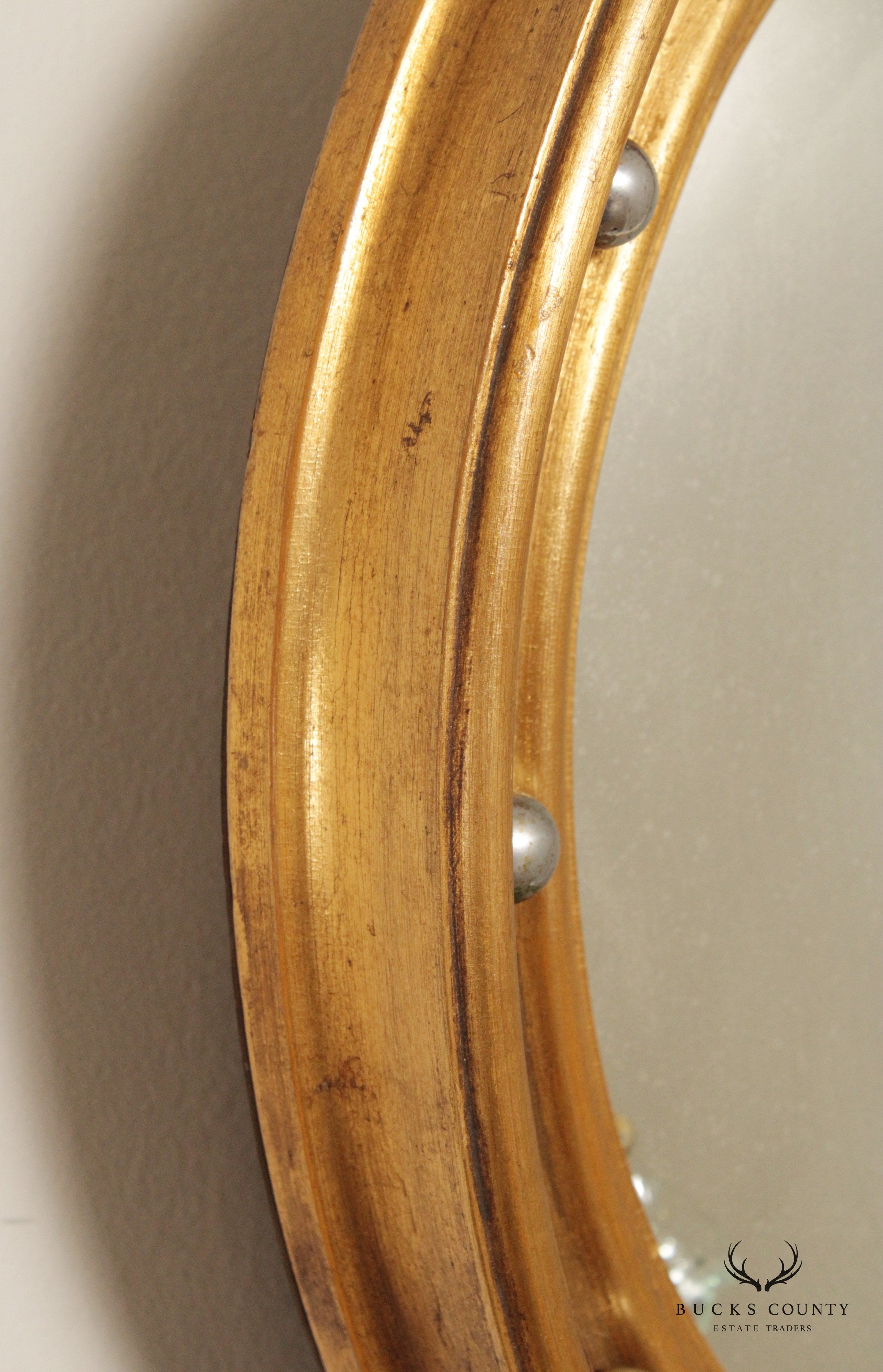 American Federal Style Gilt Eagle Carved Convex Girandole Mirror