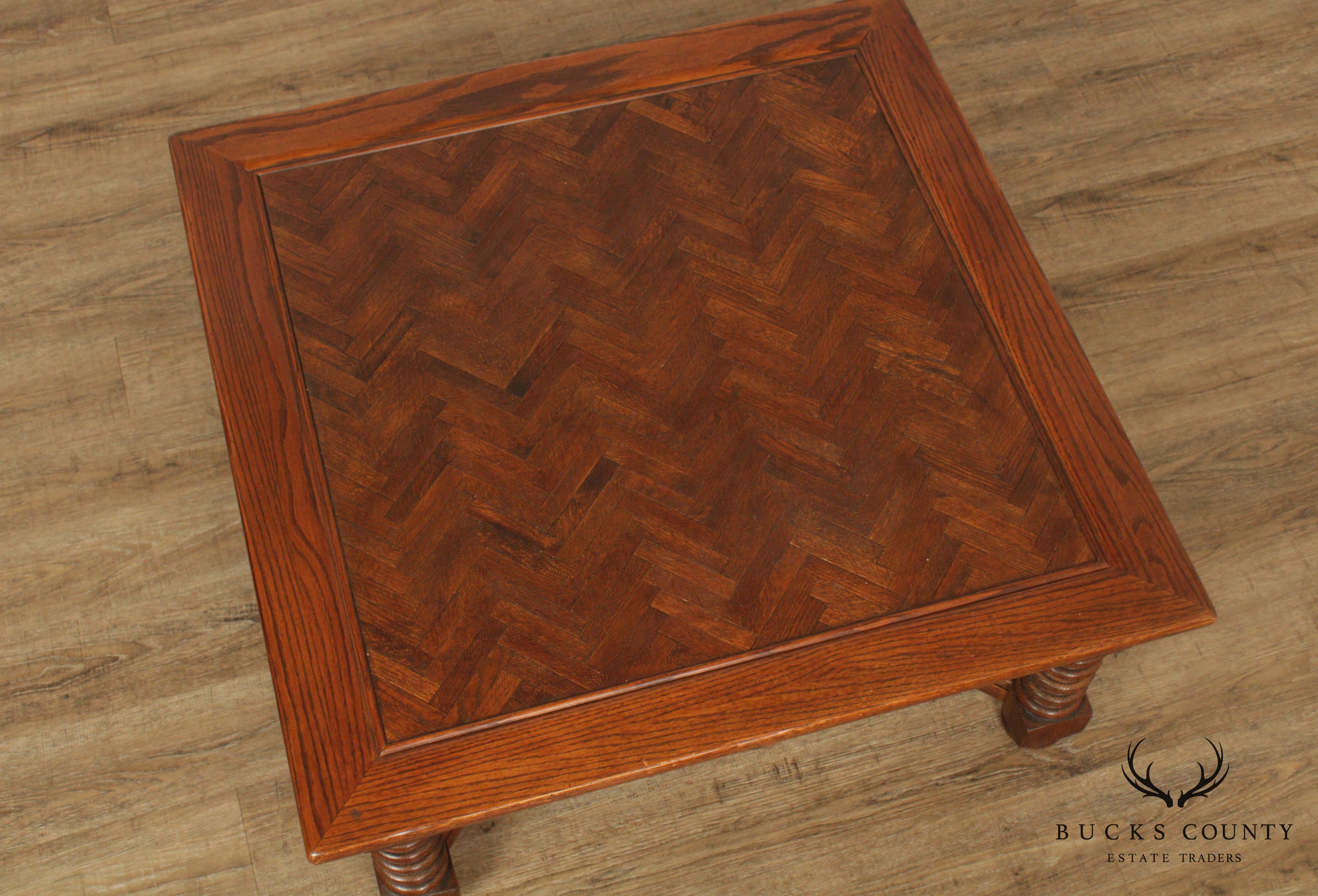 Hekman Vintage Square Oak Parquet Top Coffee Table