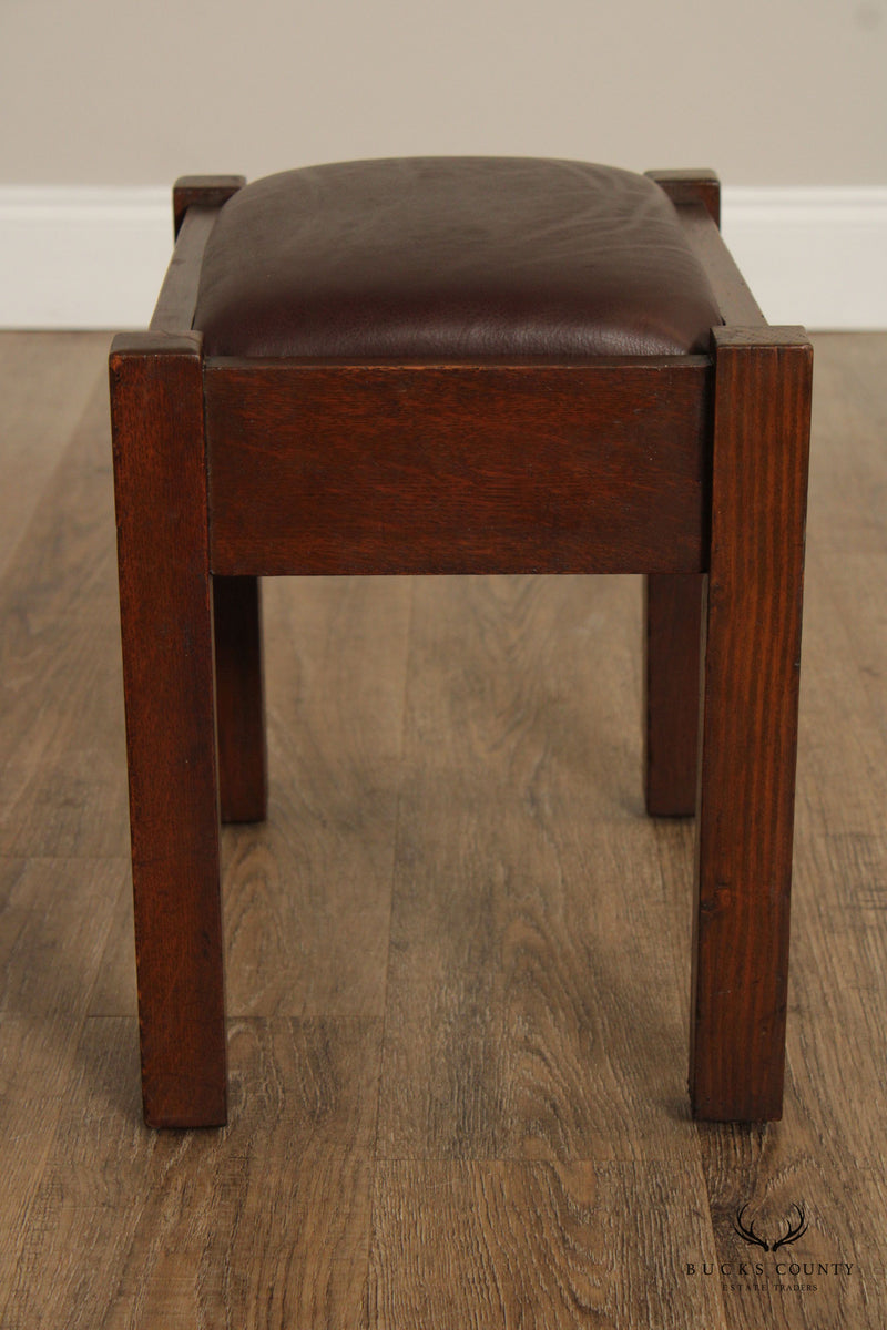 Stickley Brothers Mission Oak and Leather Footstool