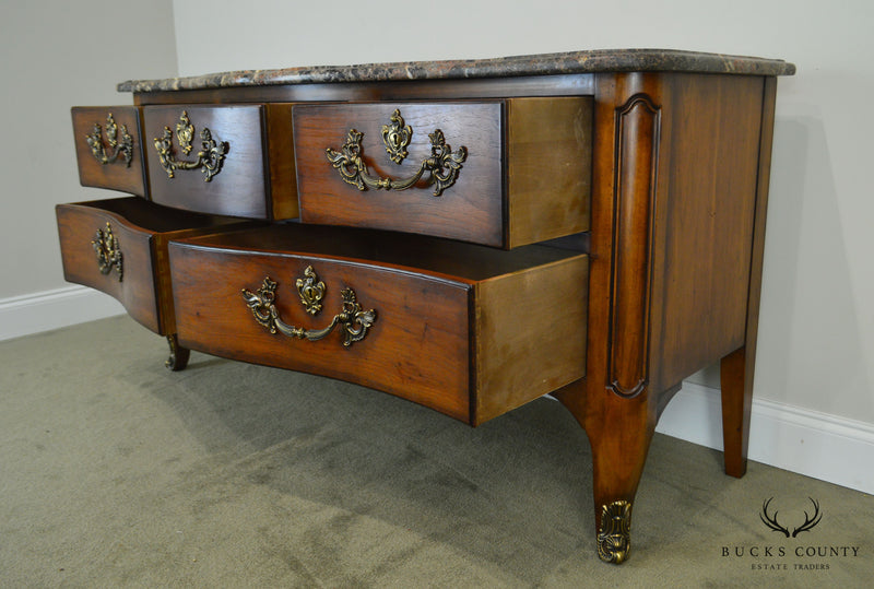 Henredon French Louis XV Style Large Marble Top Commode Chest