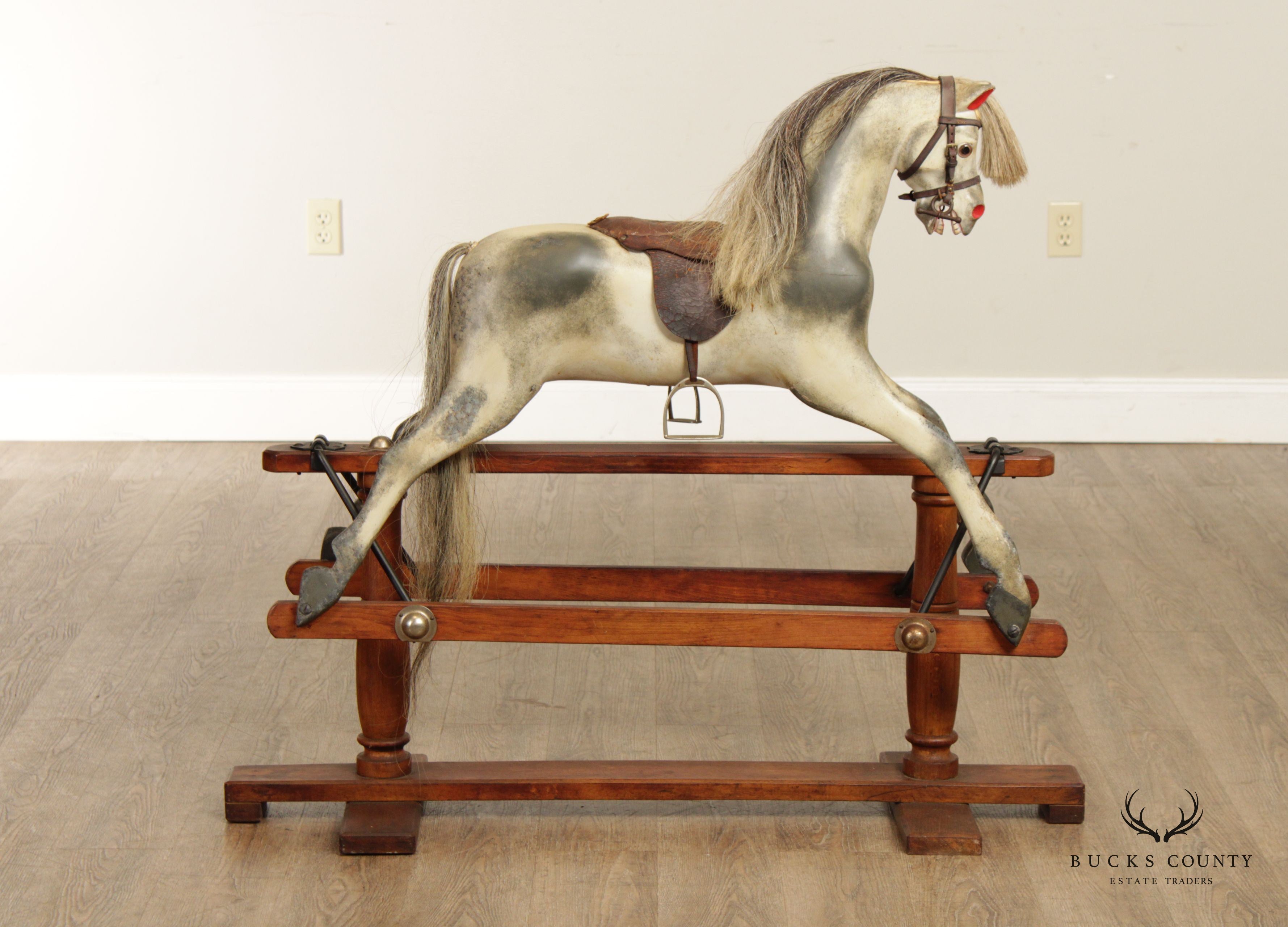 Antique Victorian Wooden Glider Rocking Horse Bucks County Estate Traders