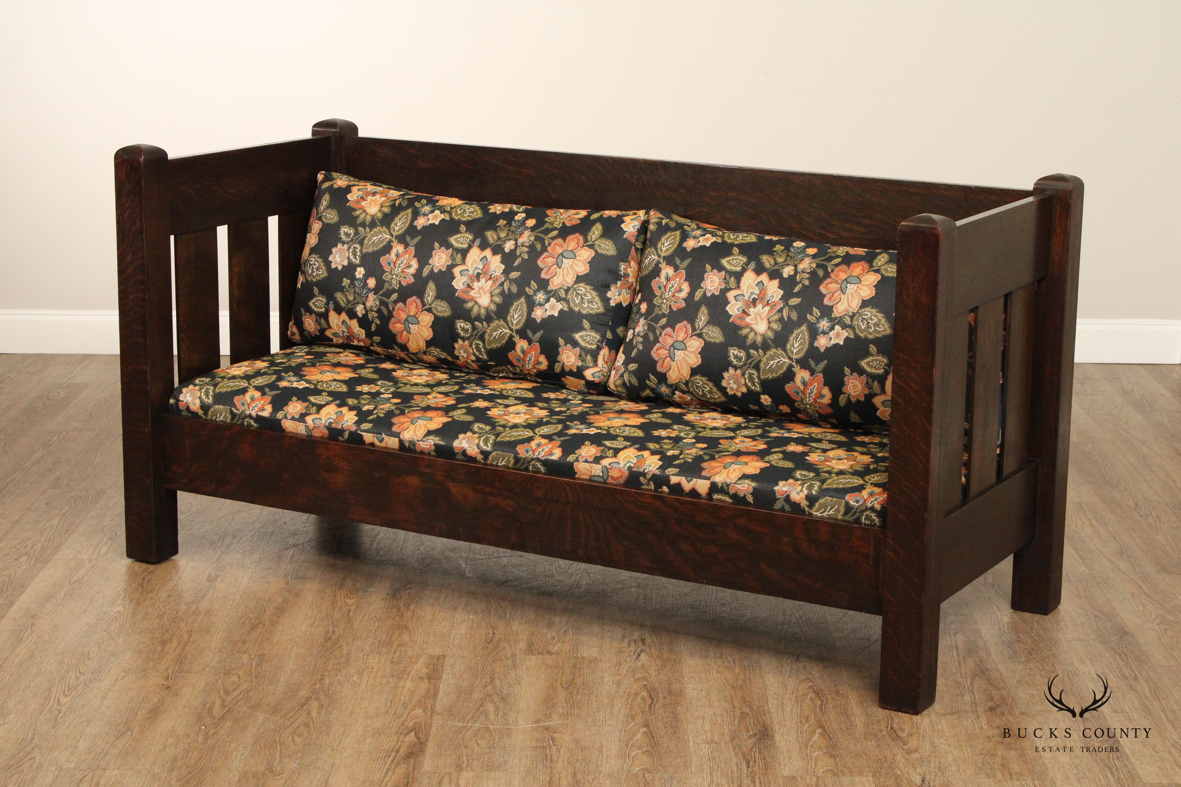 Limbert Antique Arts & Crafts Oak Settle Sofa