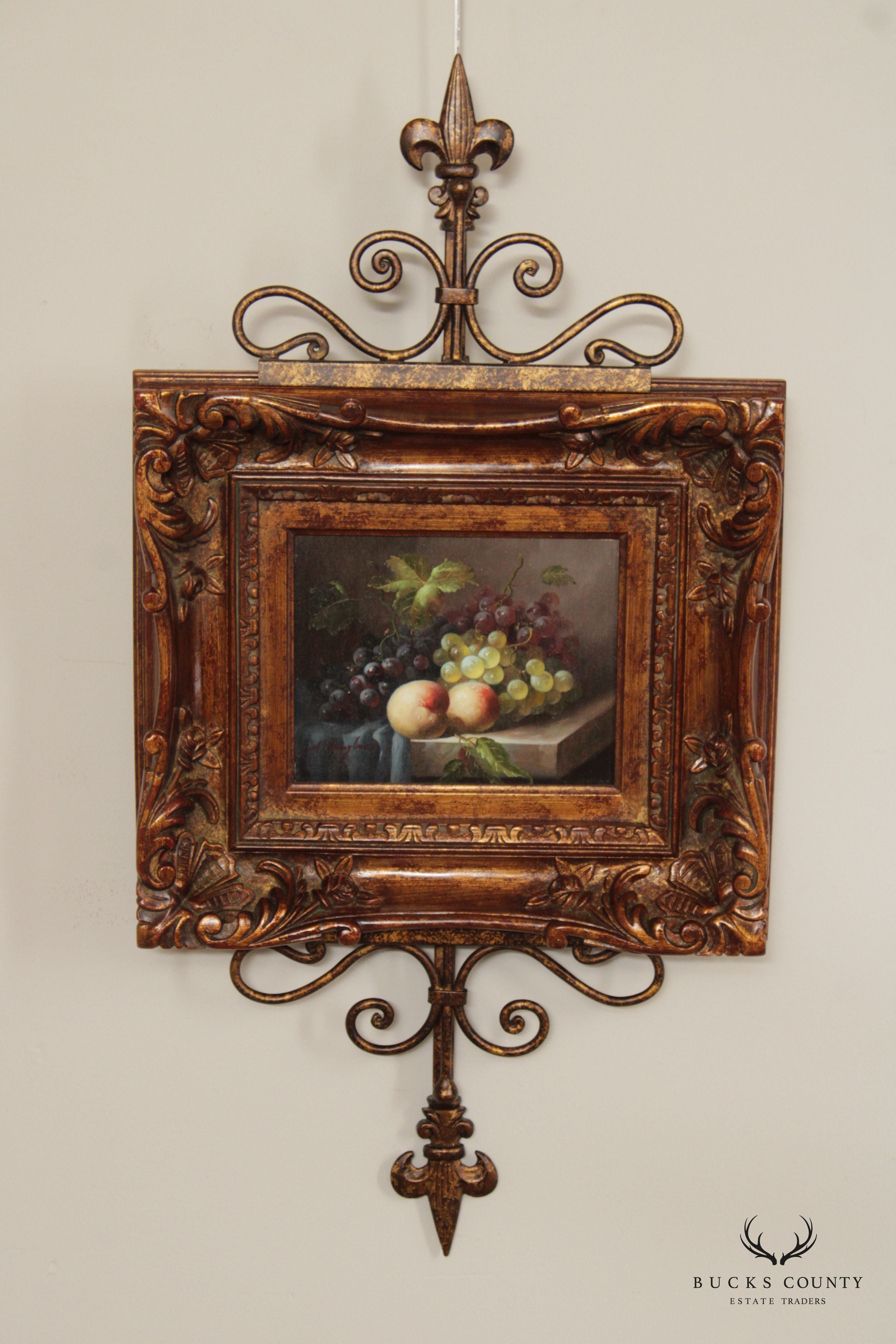 Custom Framed Oil on Canvas Still Life, Signed