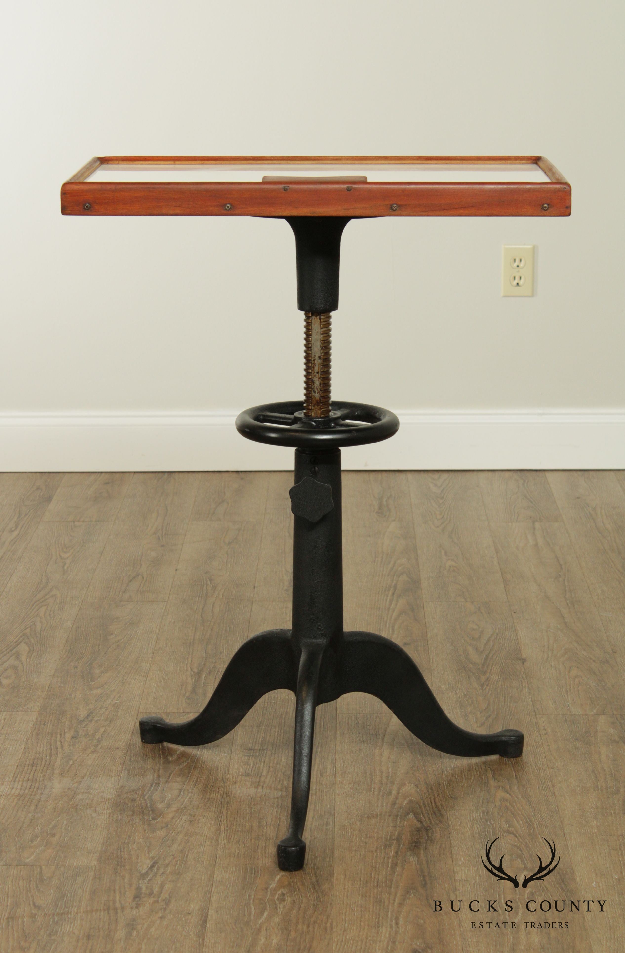 Bausch & Lomb Industrial Adjustable Iron Base Optometry Side Table