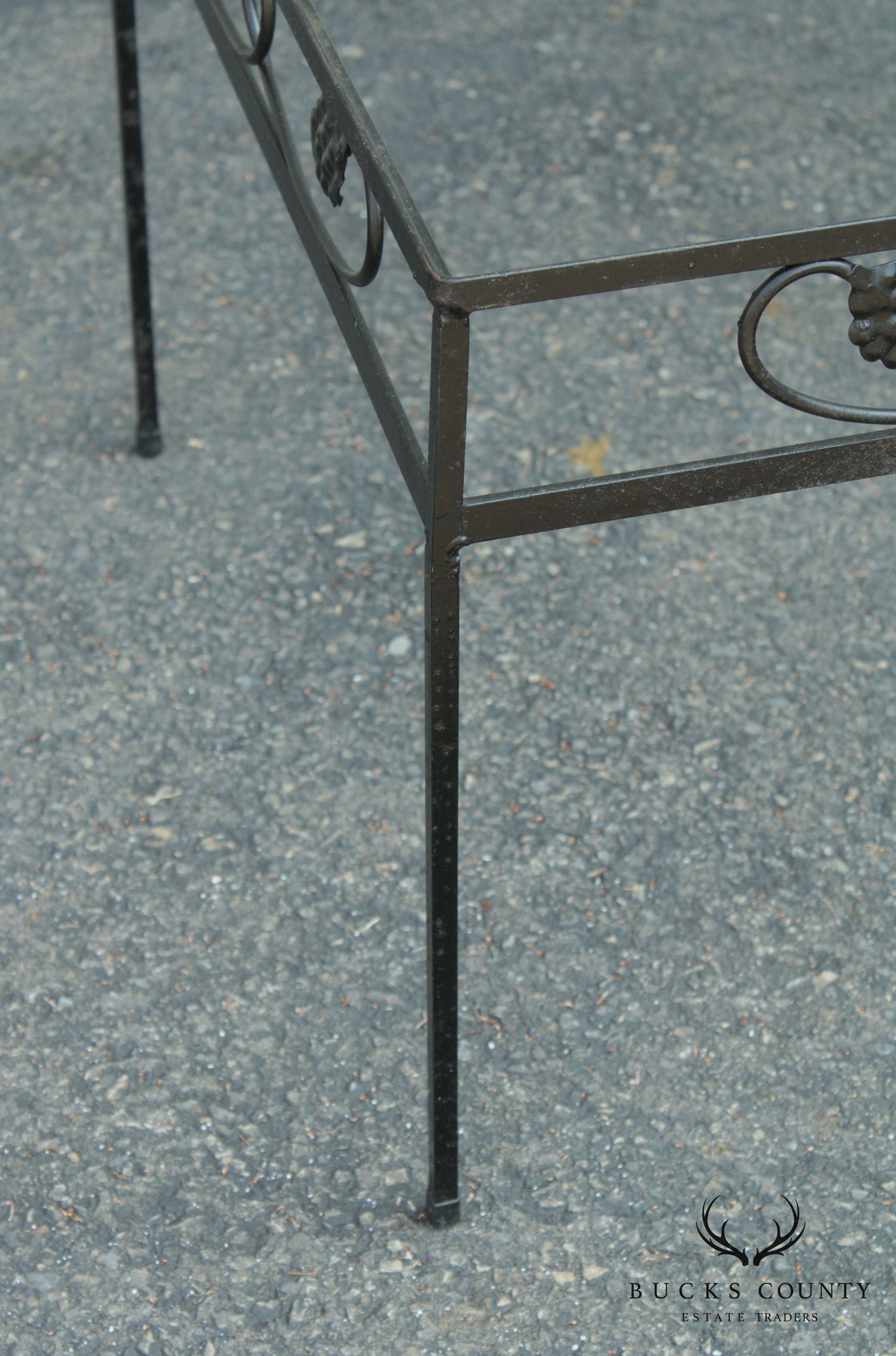 Vintage Wrought Iron Grape Pattern Garden Patio Side Table