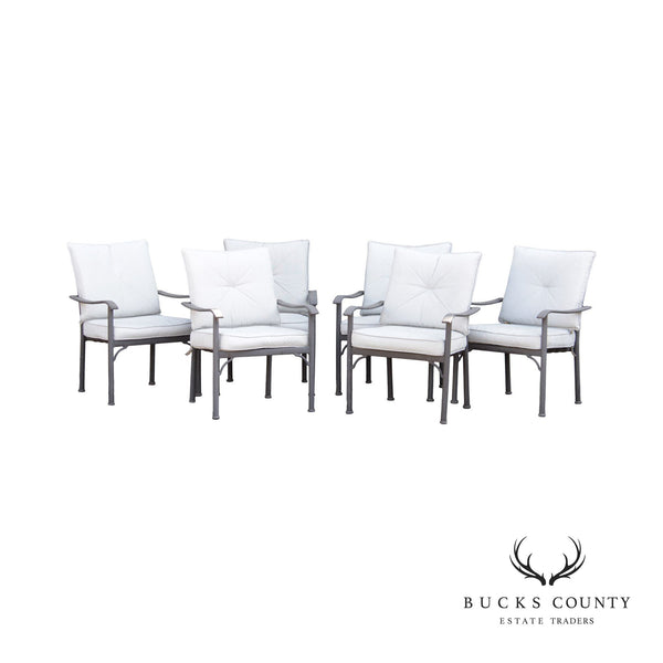 Neoclassical Style Set of 6 Aluminum Target Back Patio Dining Chairs