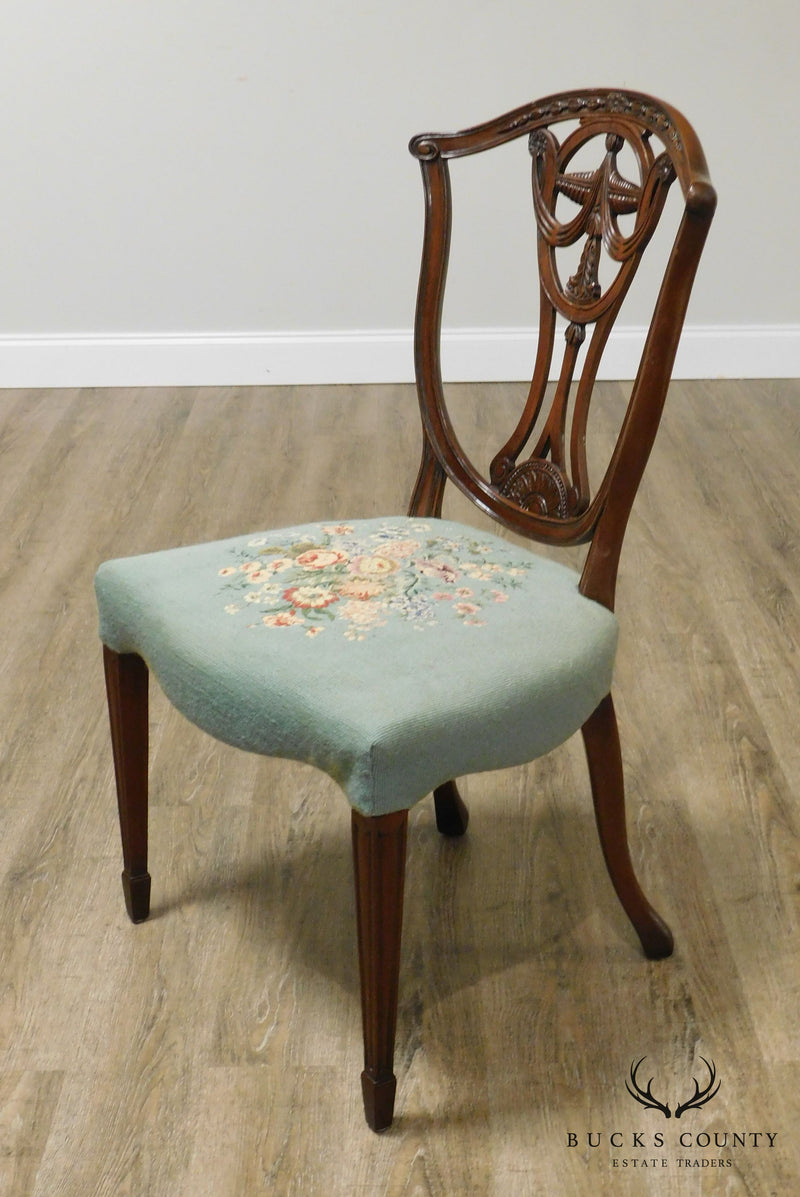 Hepplewhite Style Vintage Custom Quality Mahogany Side Chair