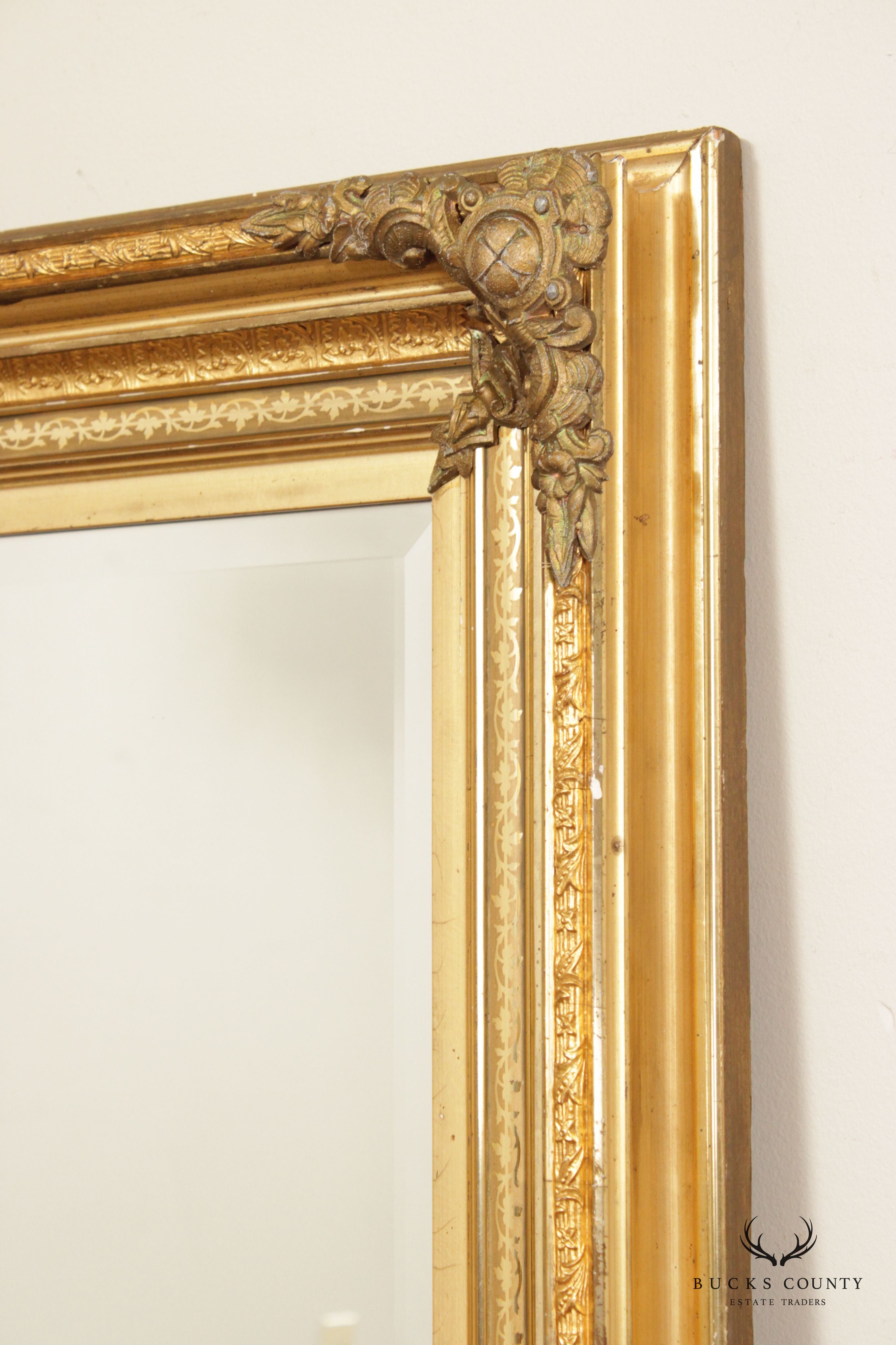 Antique Victorian Carved Giltwood Frame Wall Mirror