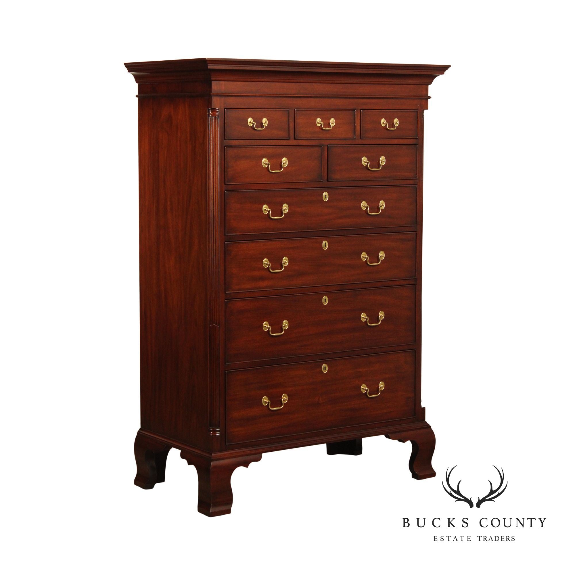 Henkel Harris Chippendale Style Mahogany New Market Tall Chest