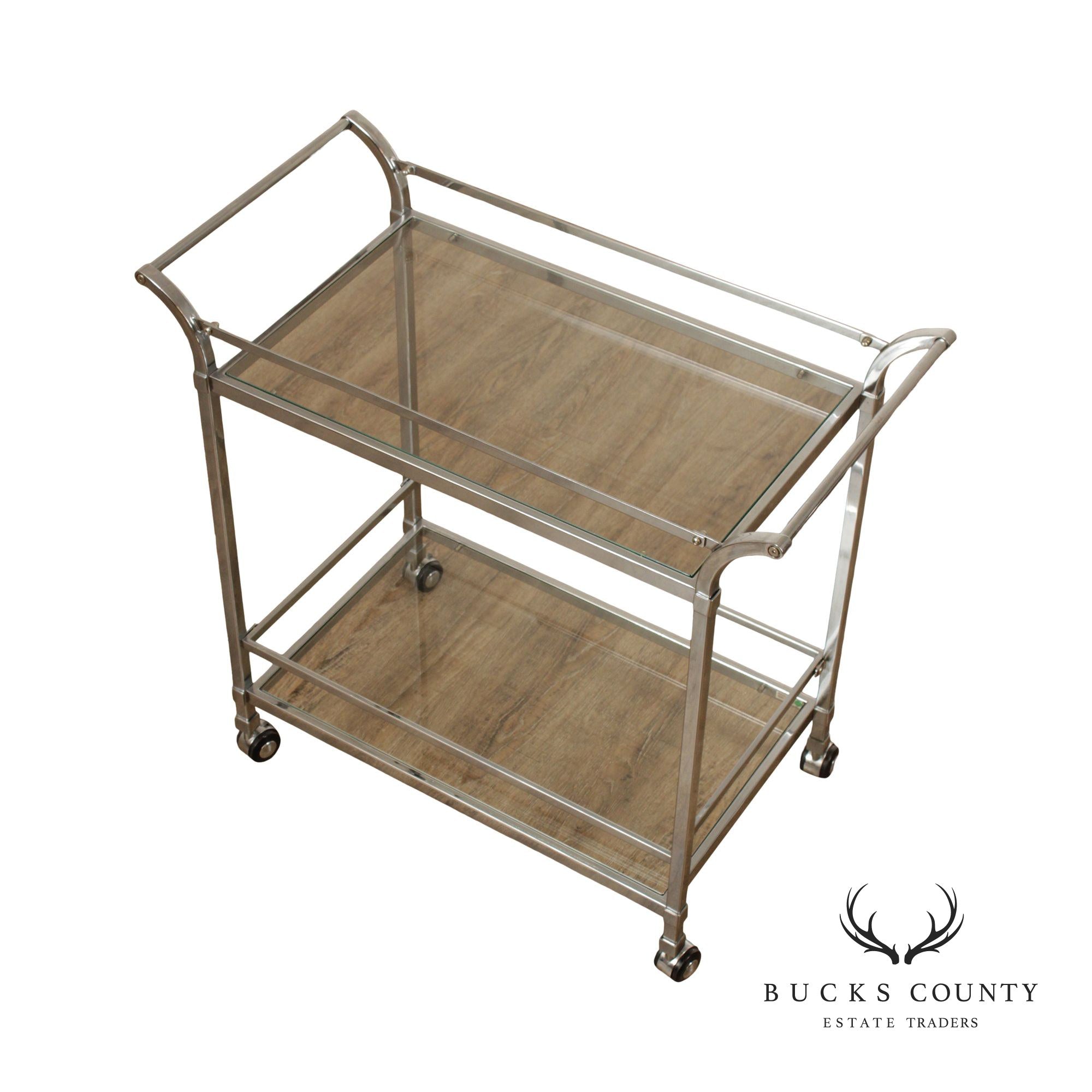 Vintage Chrome and Glass Trolley or Bar Cart