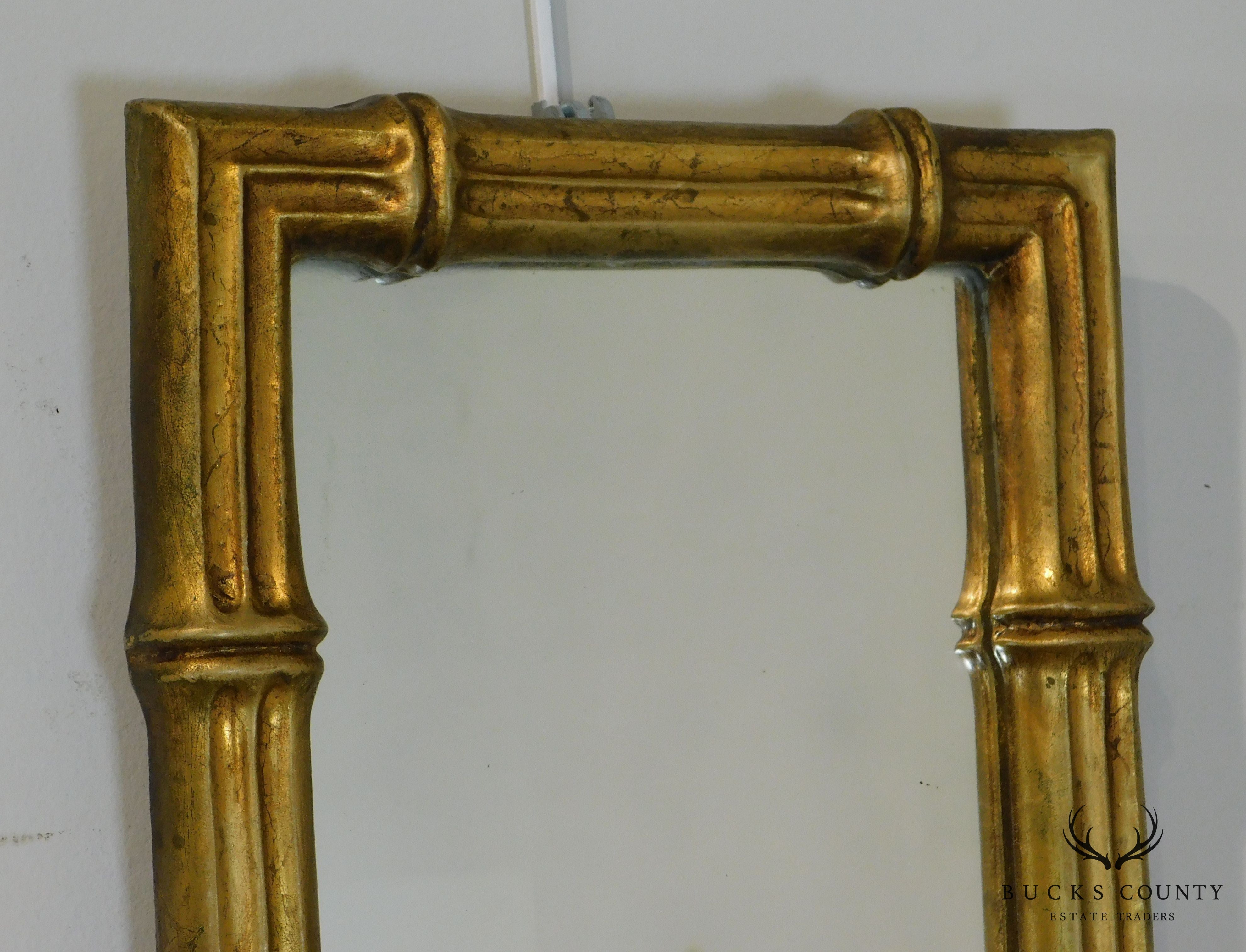 Hollywood Regency Vintage Faux Bamboo Gilt Frame Mirror