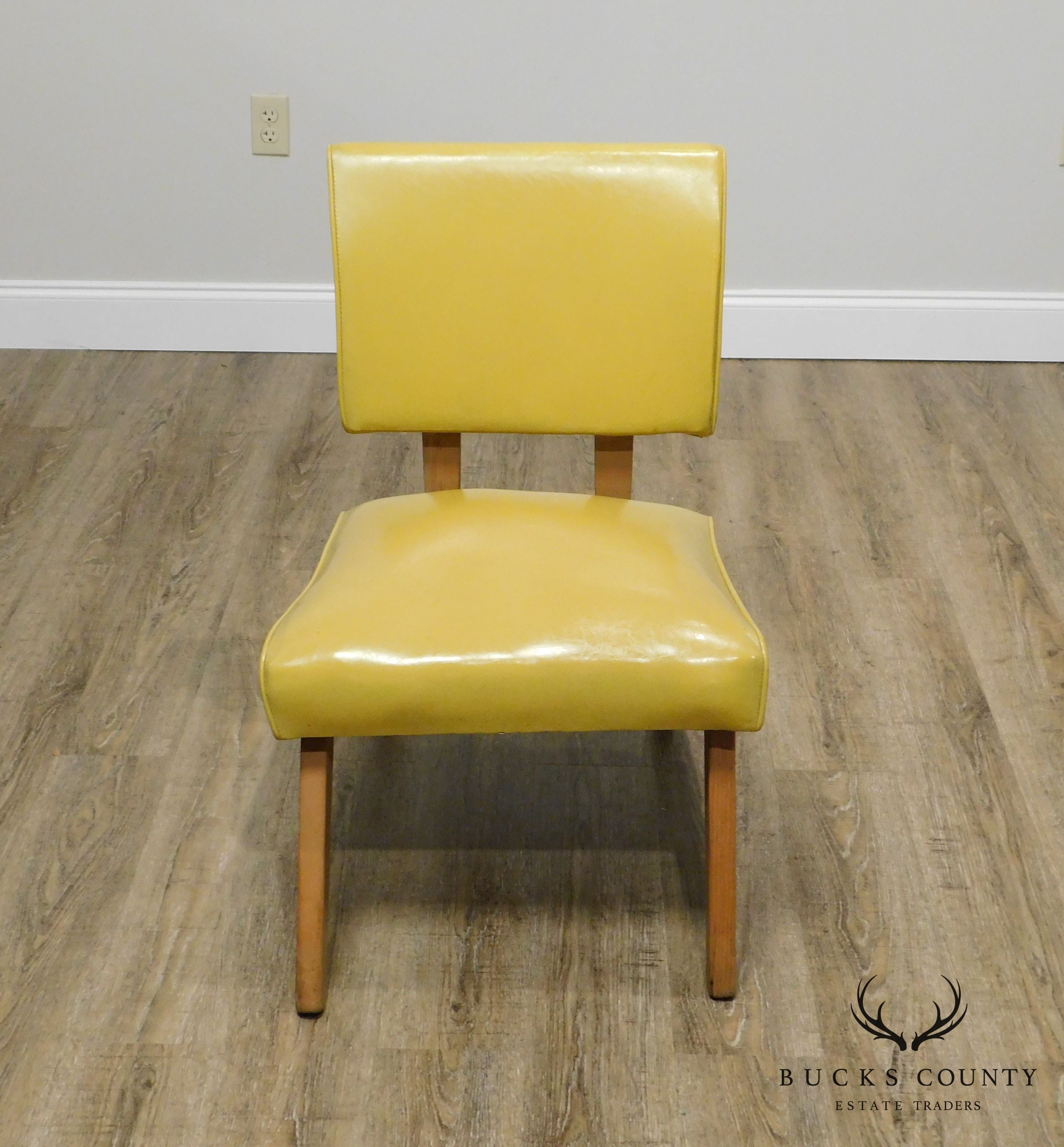 Mid Century Modern 1950 Yellow Vinyl Viking Artline Slipper Chair