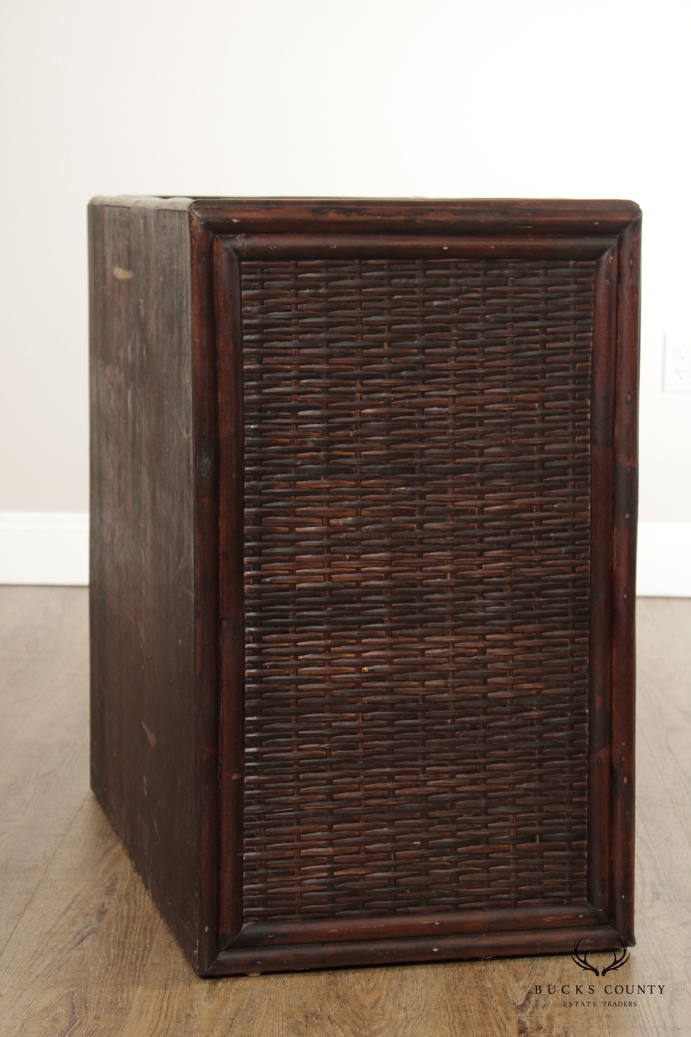 Vintage Woven Wicker Rattan Bookcase