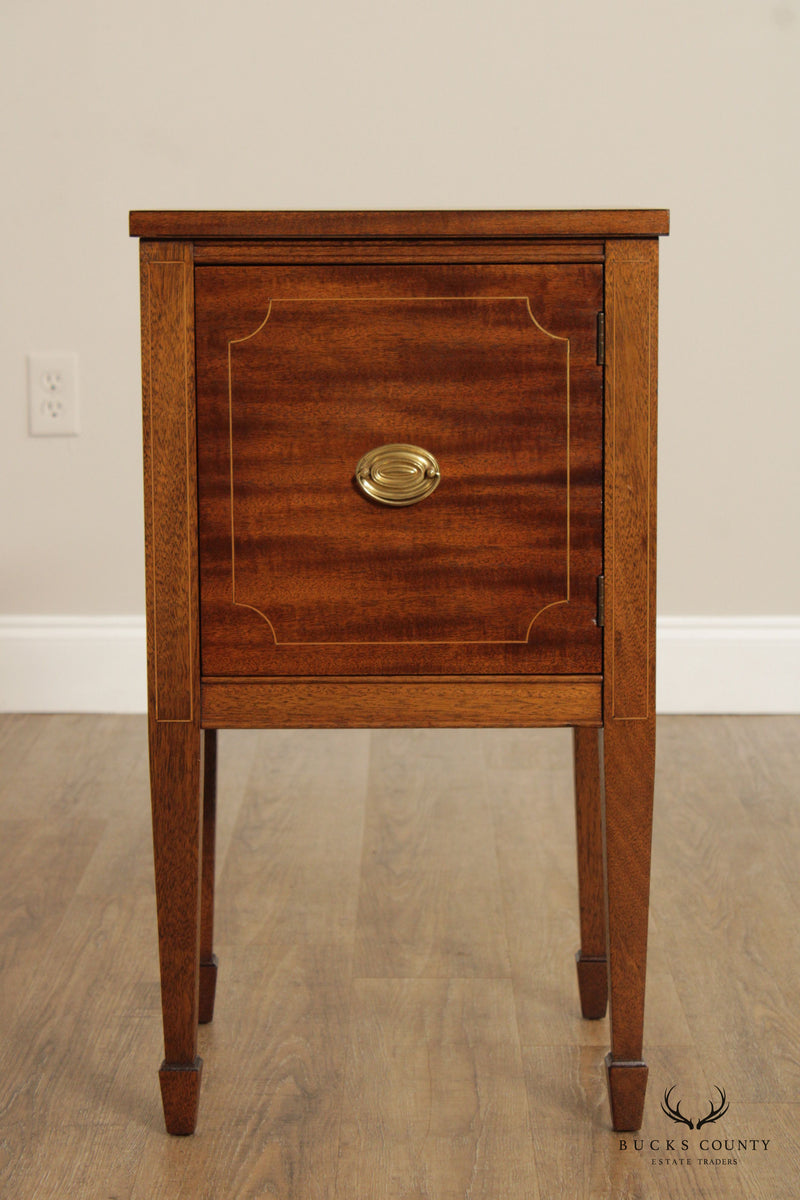 1940's Federal Hepplewhite Style Inlaid Mahogany Cabinet Nightstand