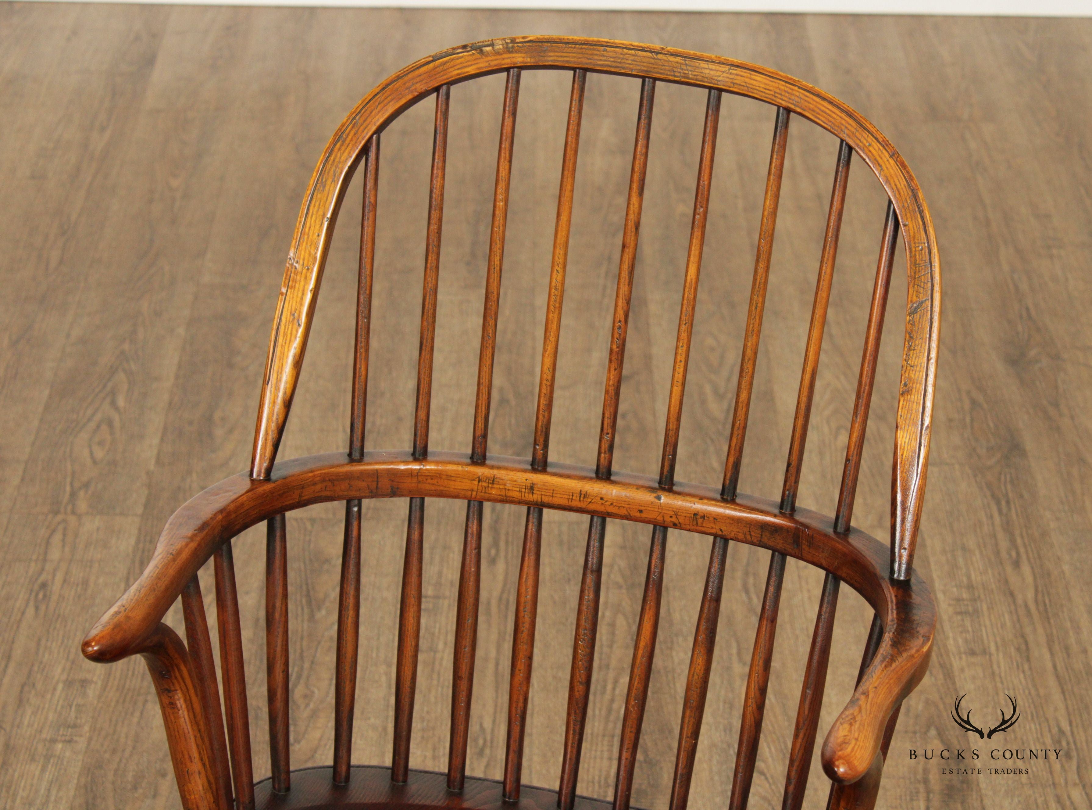 English Yew Wood Sack Back Windsor Rocker