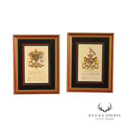 Bombay Company Pair English Coat of Arms Prints, Custom Framed
