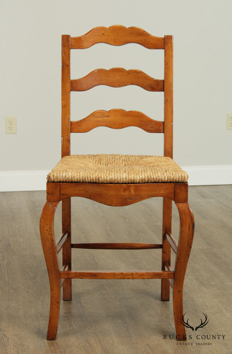 French Country Style Rush Seat Ladder Back Counter Stool