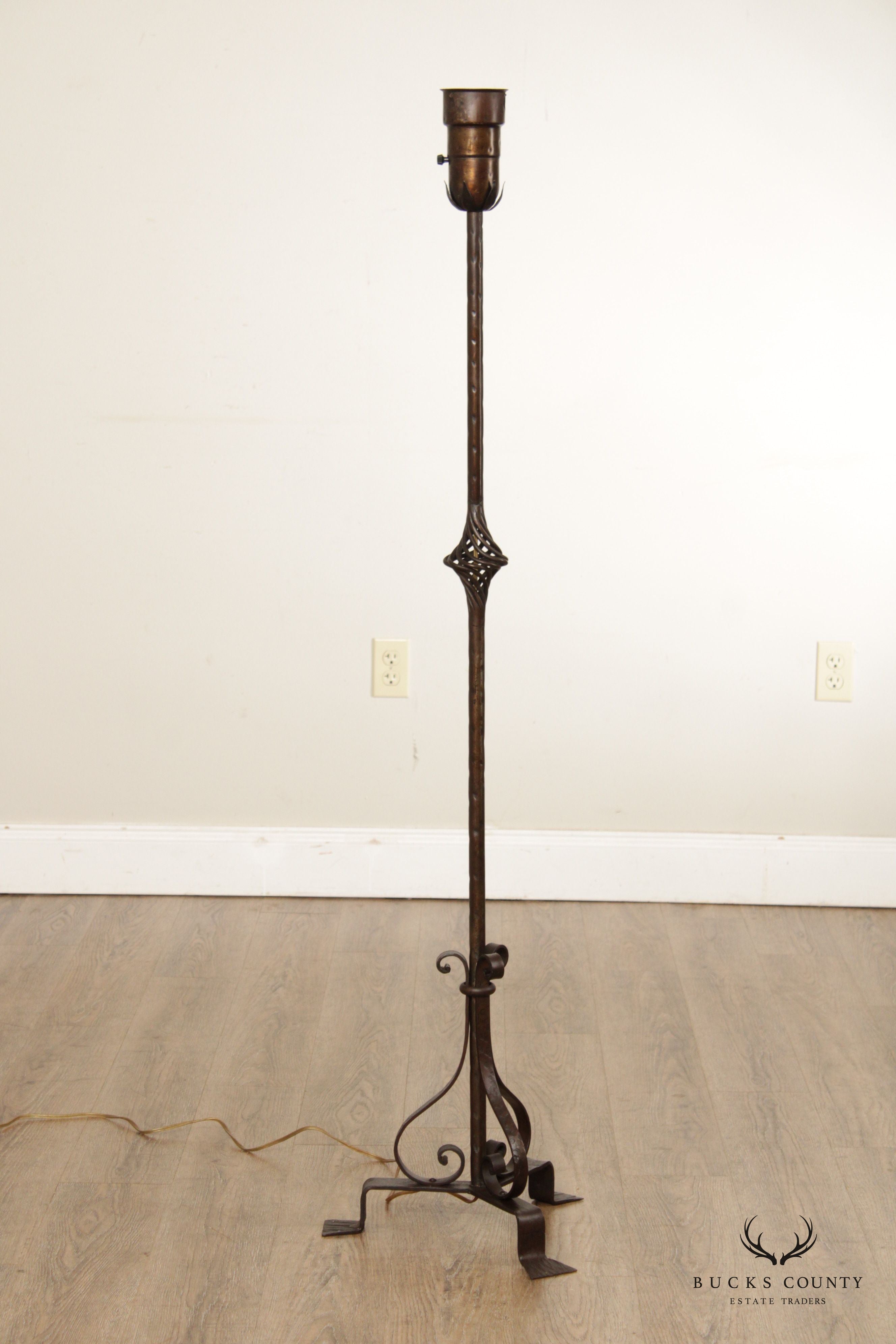 Gothic Style Wrought Iron Torchiere Floor Lamp