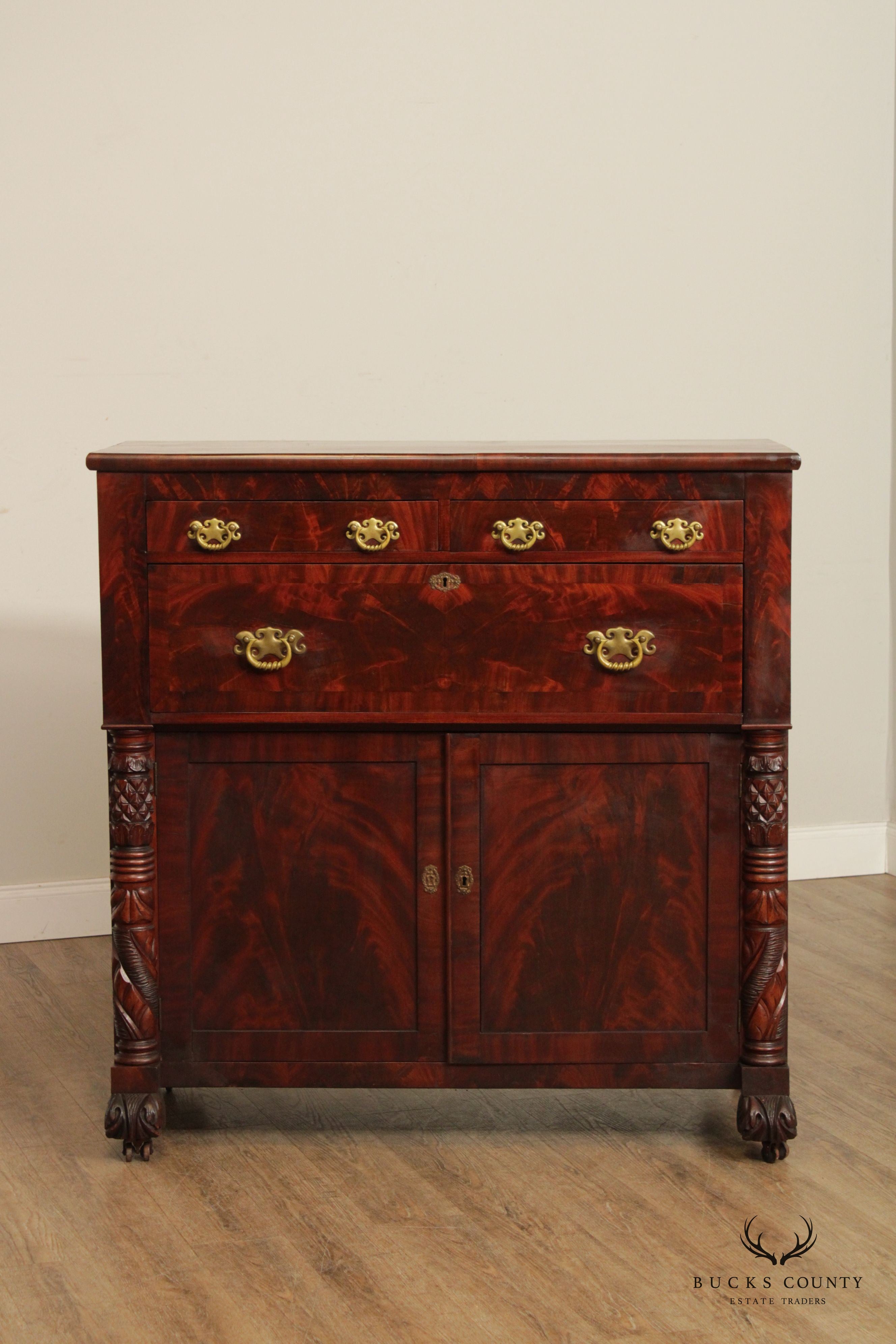 Antique 19th C. American Classical Flame Mahogany Cabinet