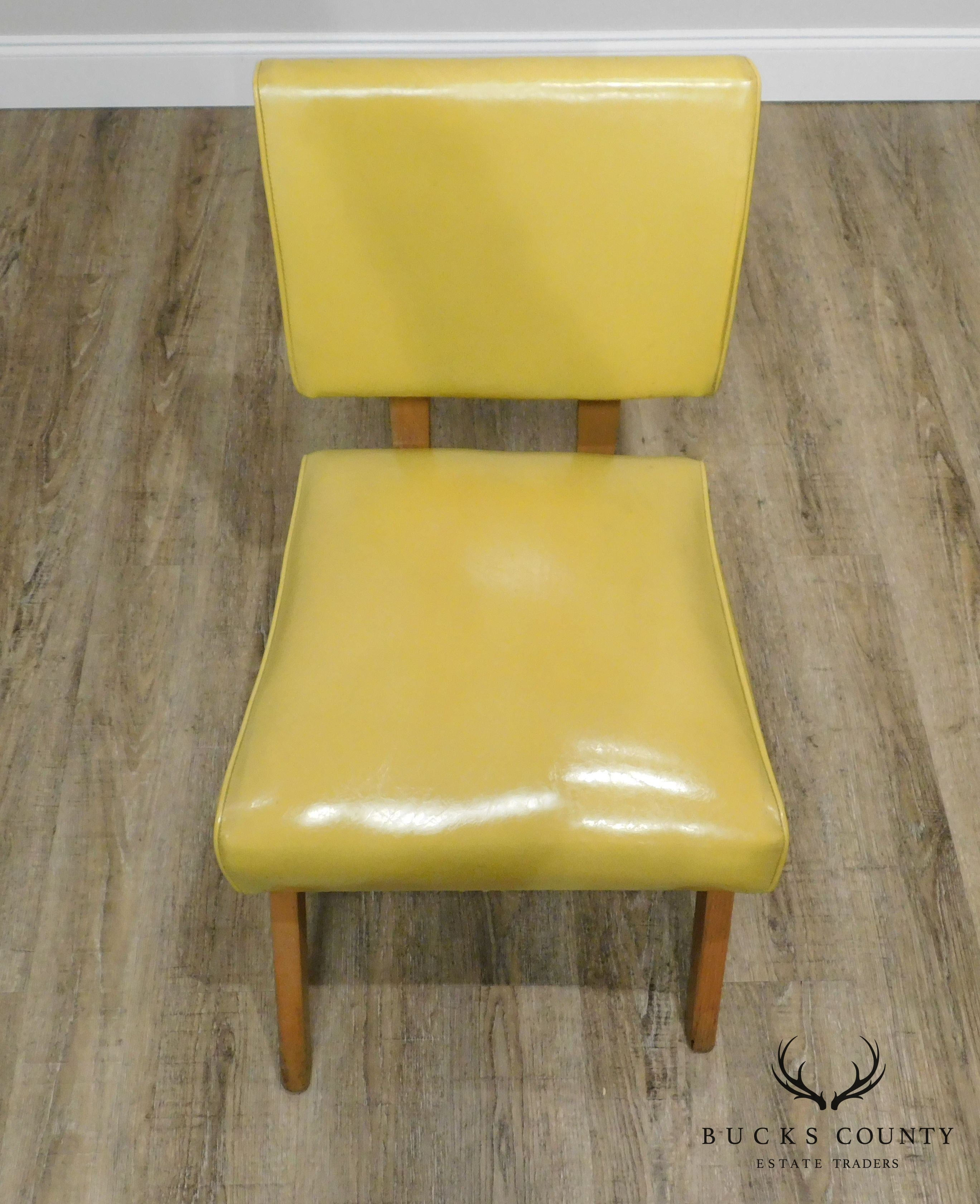 Mid Century Modern 1950 Yellow Vinyl Viking Artline Slipper Chair