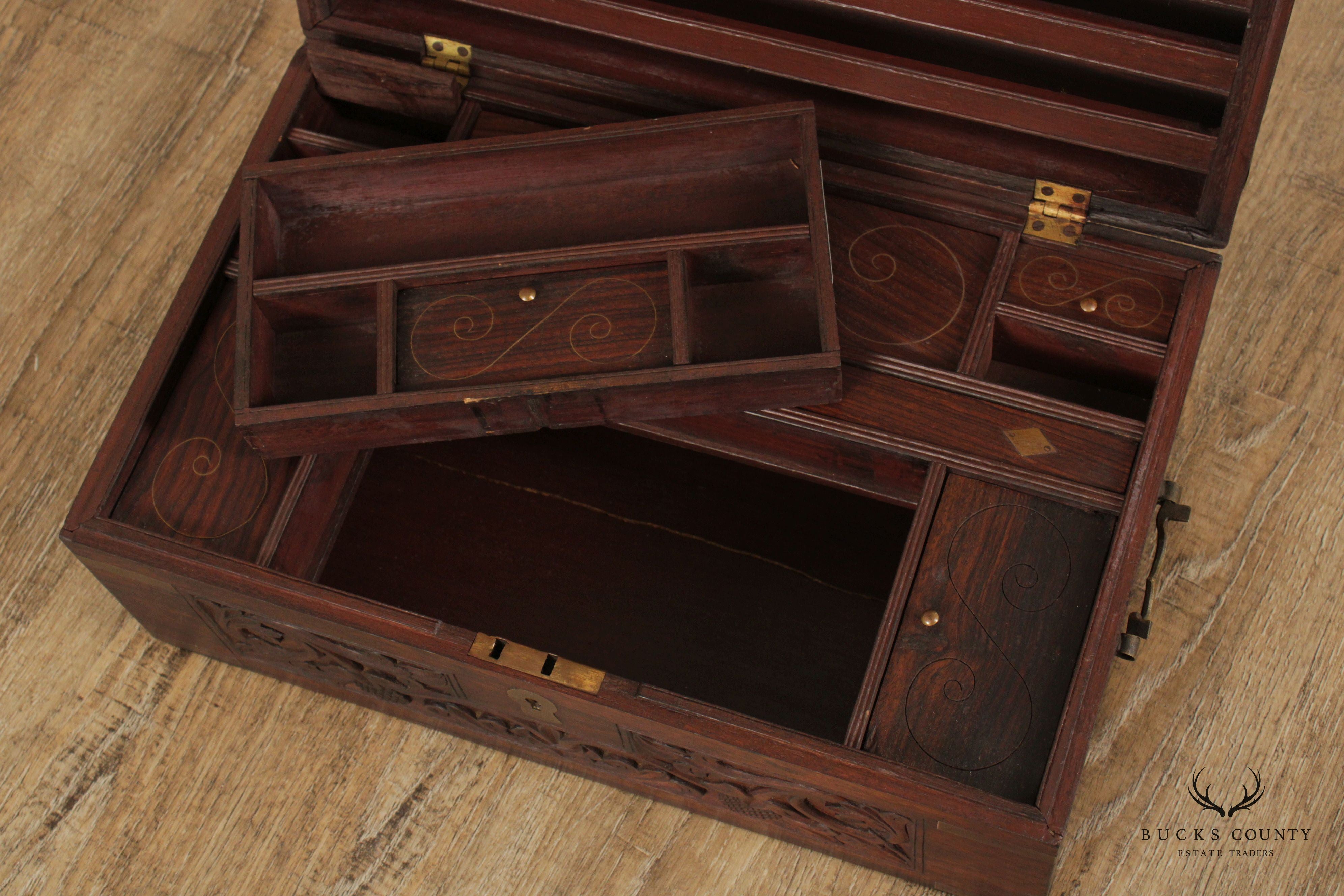 Antique 19th Century Anglo Indian Rosewood Travel Desk