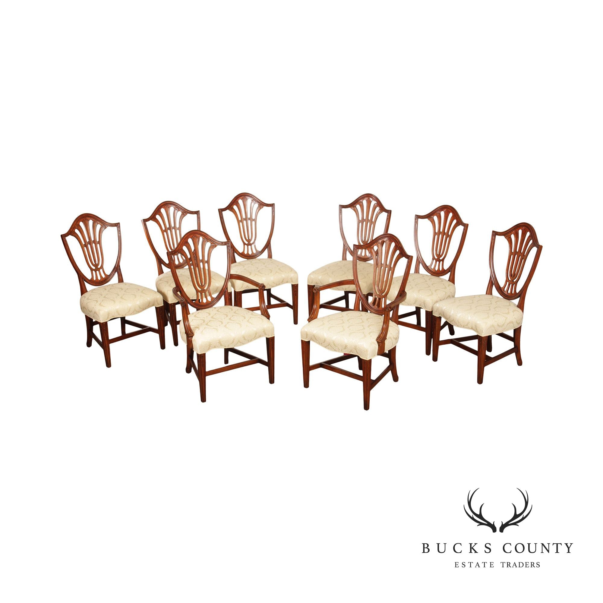 Millender Furniture Hepplewhite Style Set of Eight Mahogany Dining Chairs