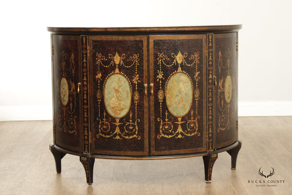 Neoclassical Style Paint Decorated Demilune Console Cabinet