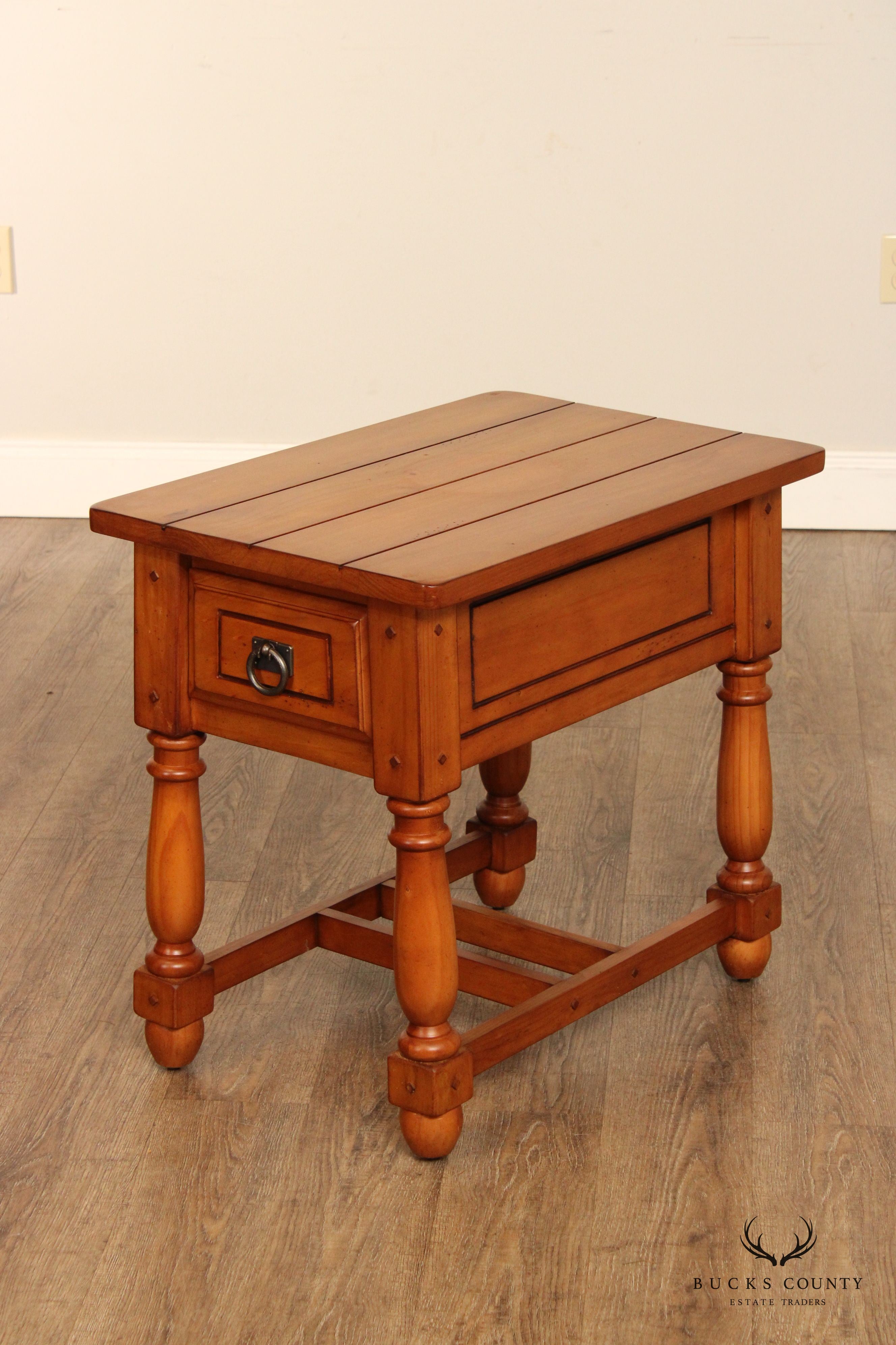 English Traditional Style Pine One-Drawer Side Table or Nightstand