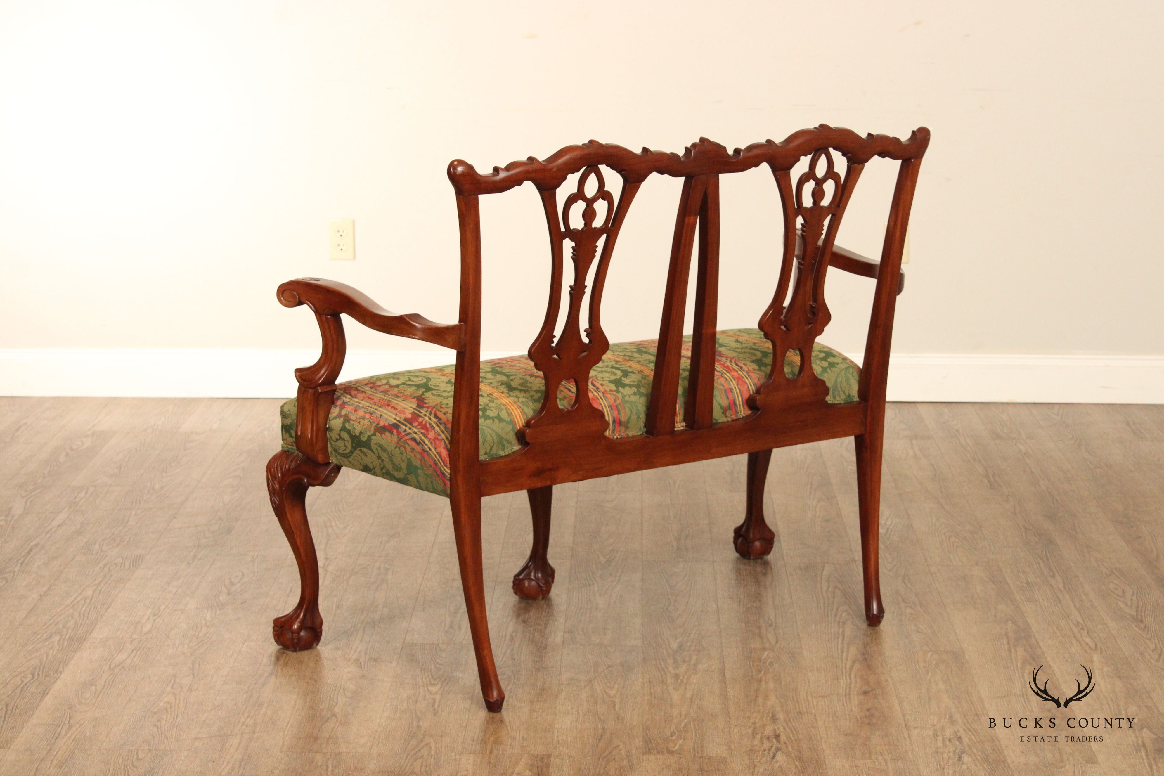 Chippendale Style Carved Mahogany Settee