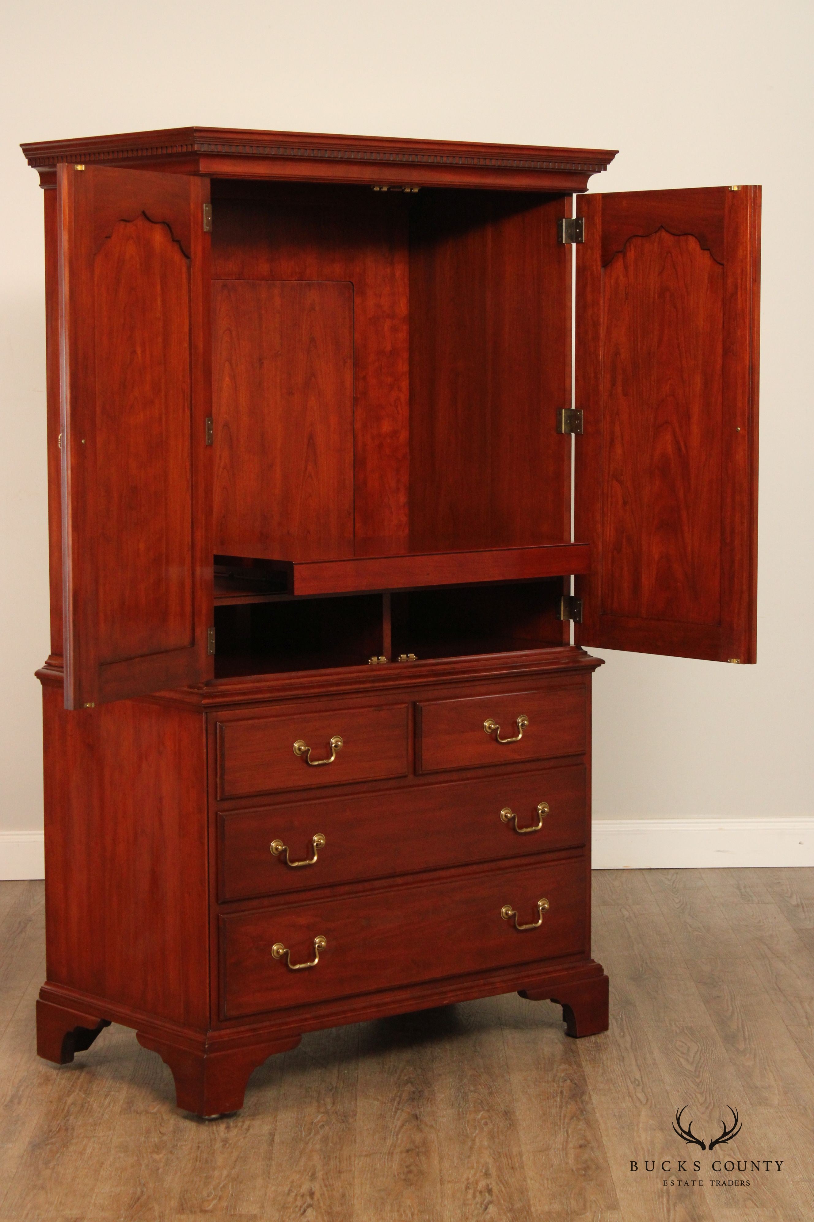 Henkel Harris Chippendale Style Cherry Media Armoire