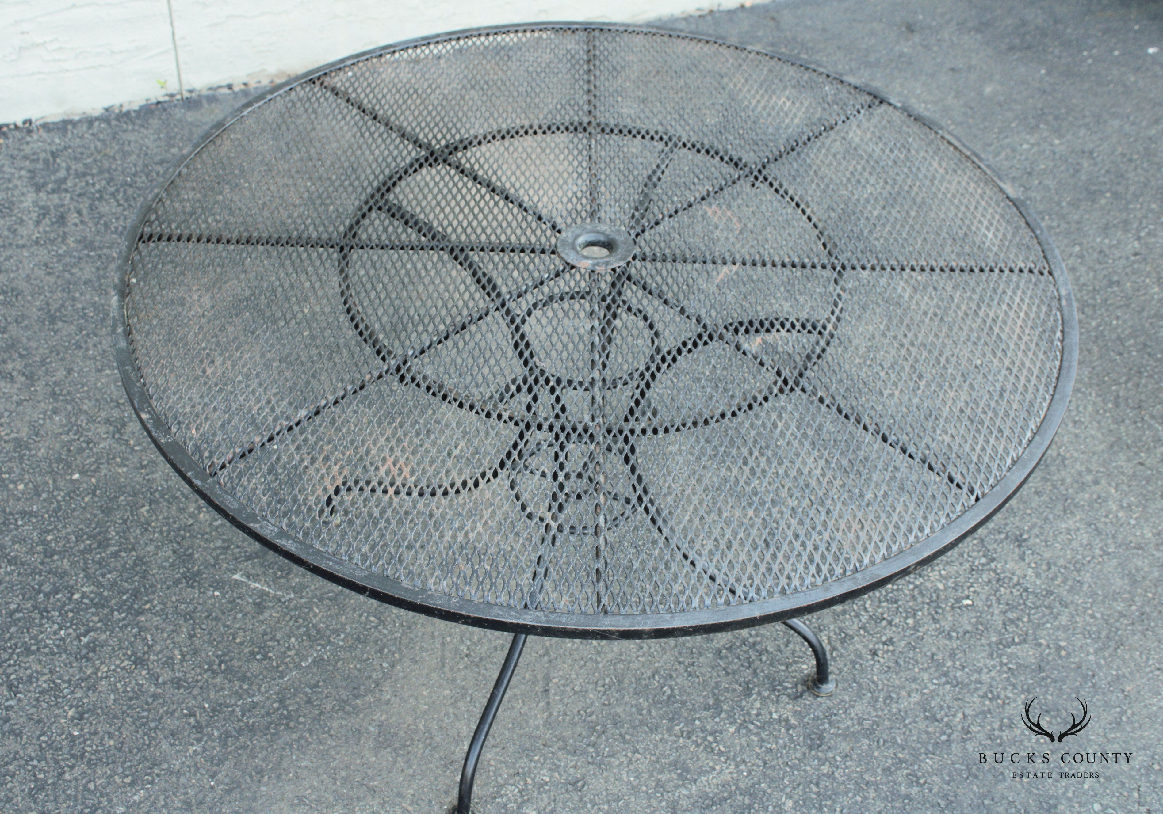 Vintage Round Wrought Iron Patio Dining Table