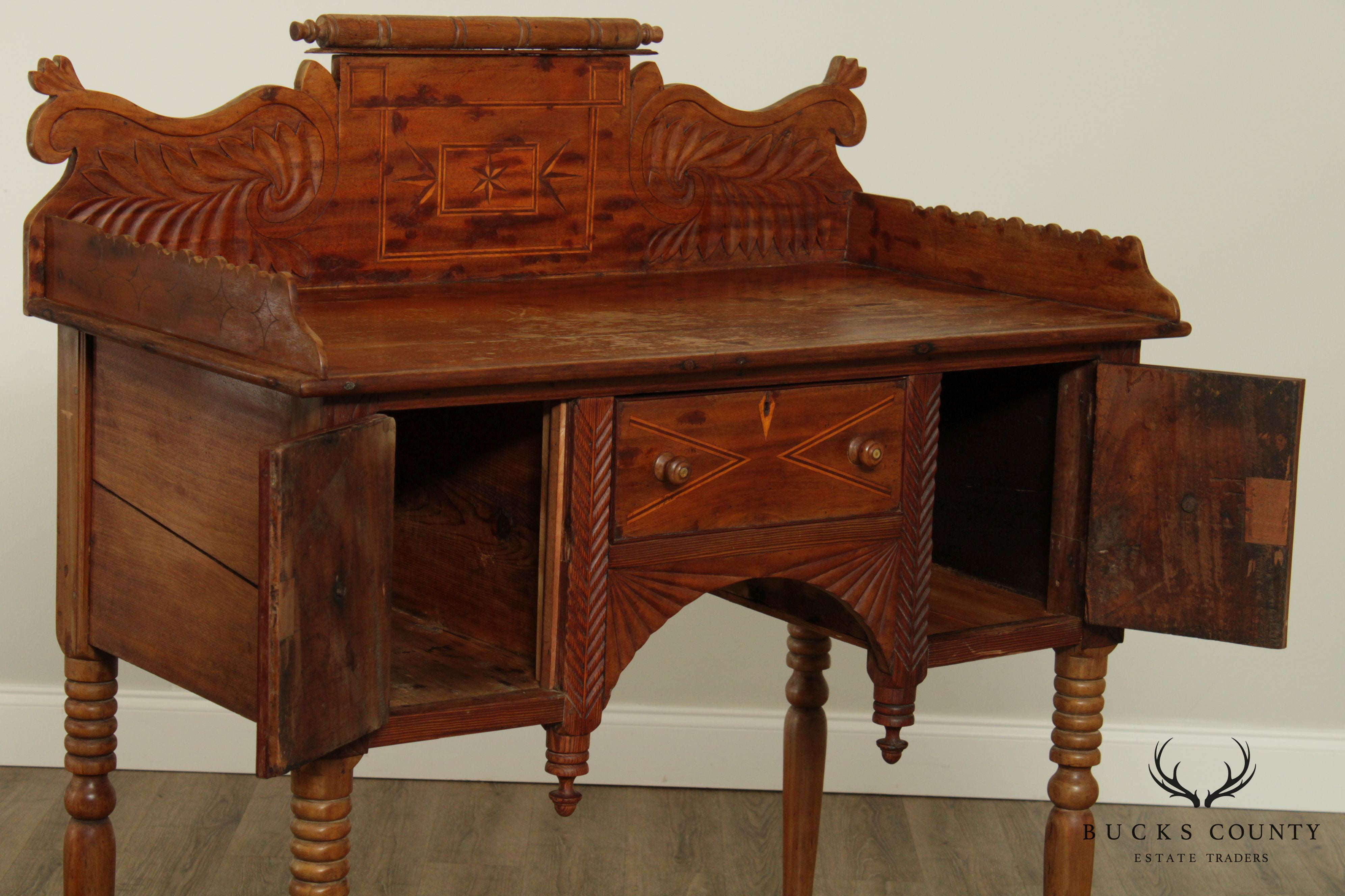 Caribbean or West Indies Antique Mahogany Inlaid Server