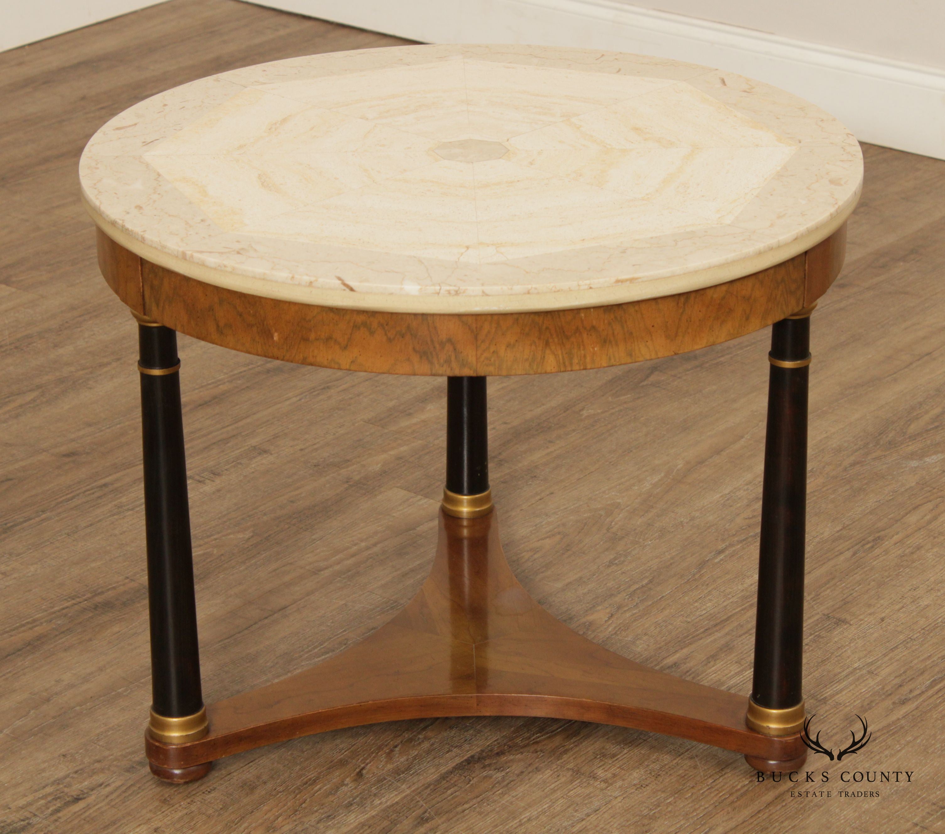 Fine Arts Furniture French Empire Style Round Marble Top Cocktail Table