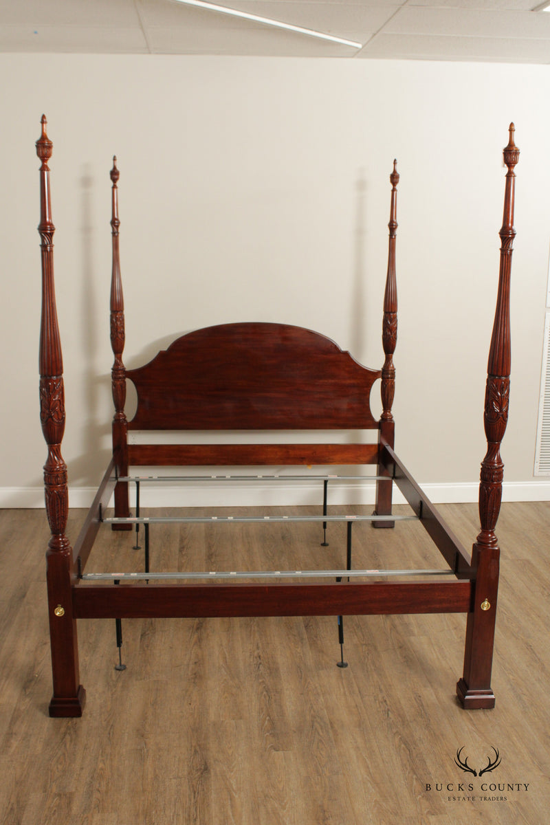 Henkel Harris Queen Four Poster Mahogany Rice Carved Bed