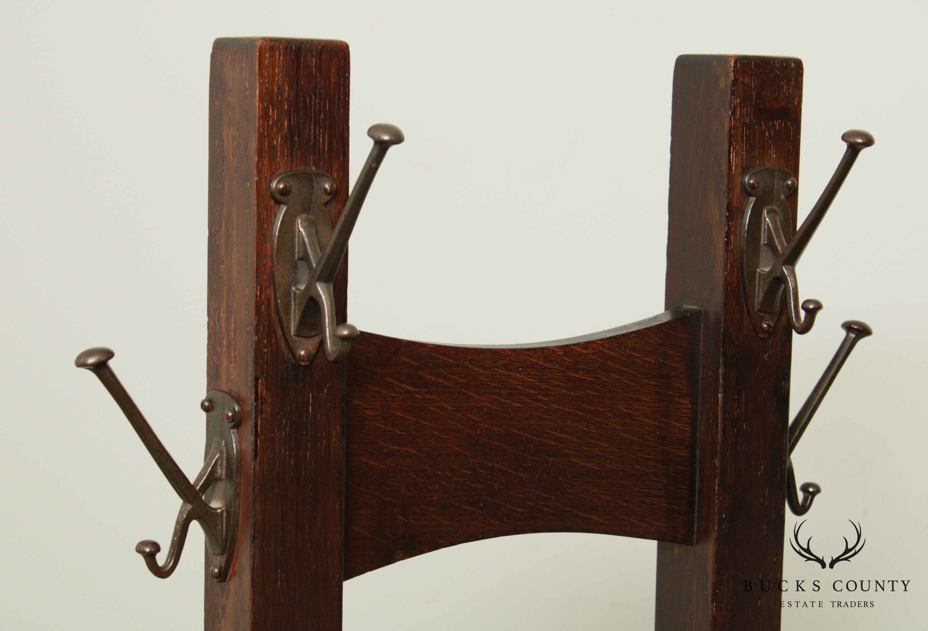 Lifetime Antique Mission Oak Double Coatrack, Umbrella Stand