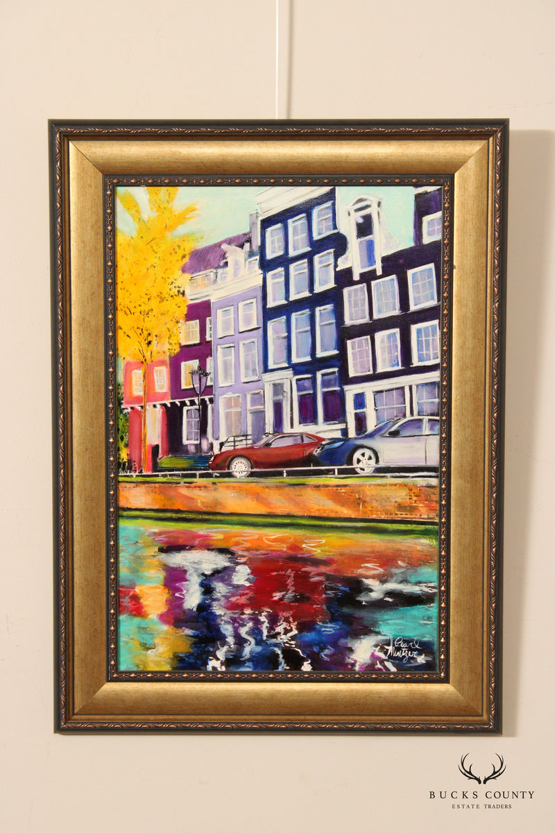 Pearl Mintzer 'Canal Reflections Amsterdam' Original Oil Painting