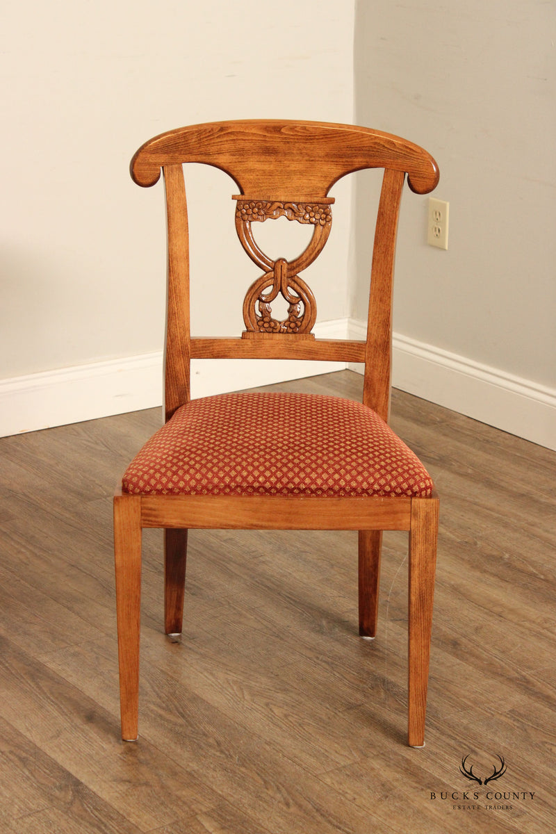 Biedermeier Style Set of Six Carved Upholstered Dining Chairs
