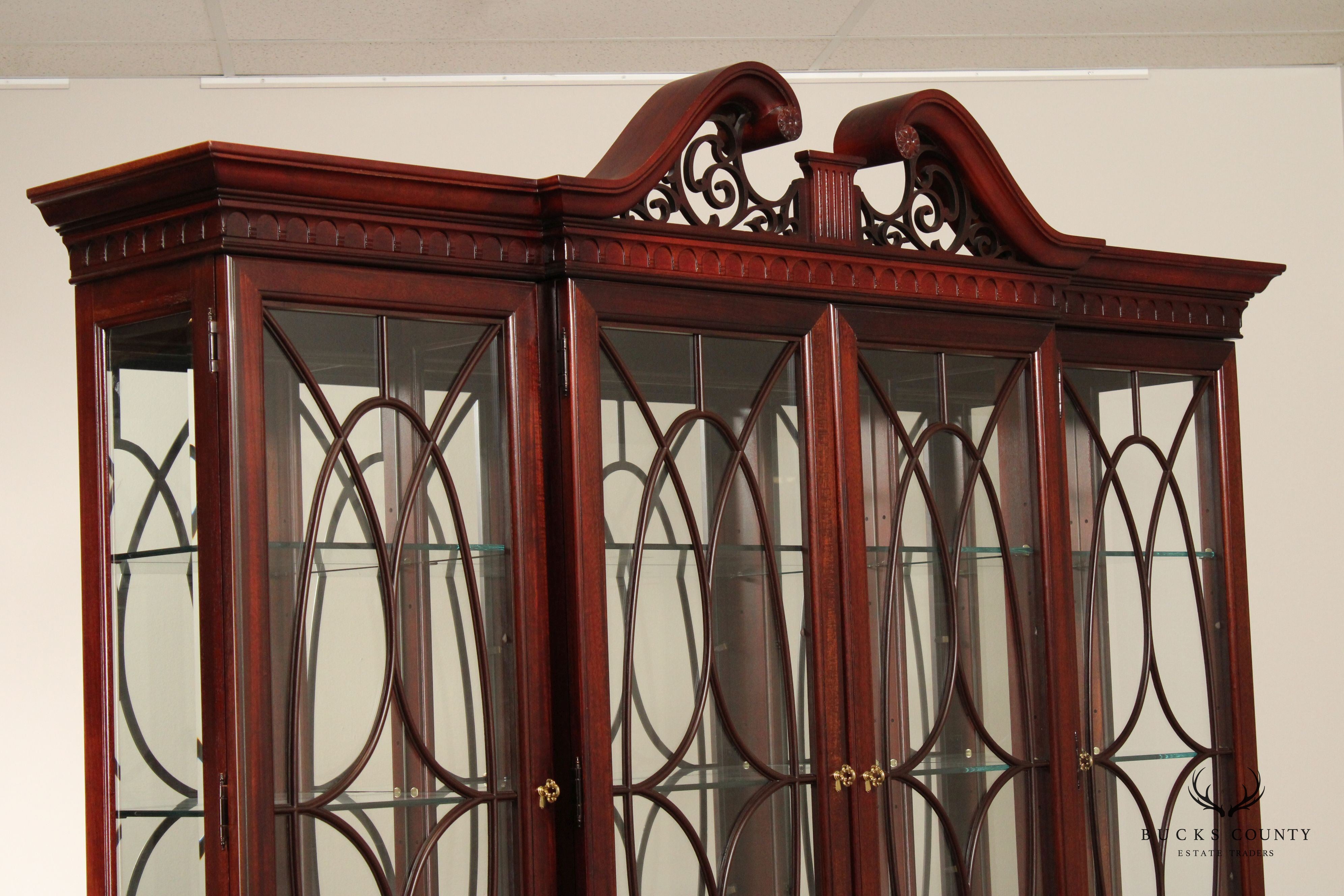 Thomasville Georgian Style Large Mahogany China Display Breakfront