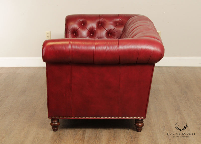 Lexington Furniture Red Leather Chesterfield Sofa