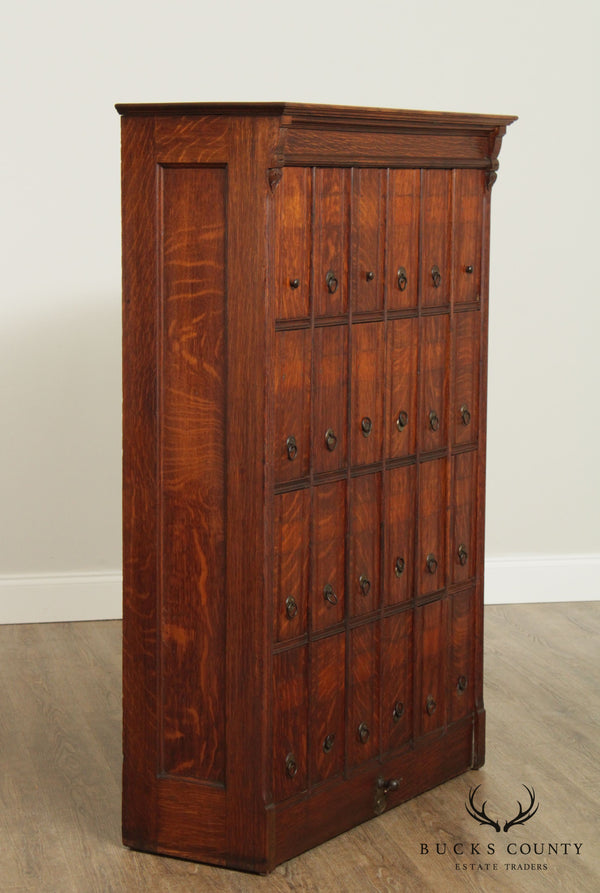 Lang Antique Oak 24 Drawer Document File Cabinet