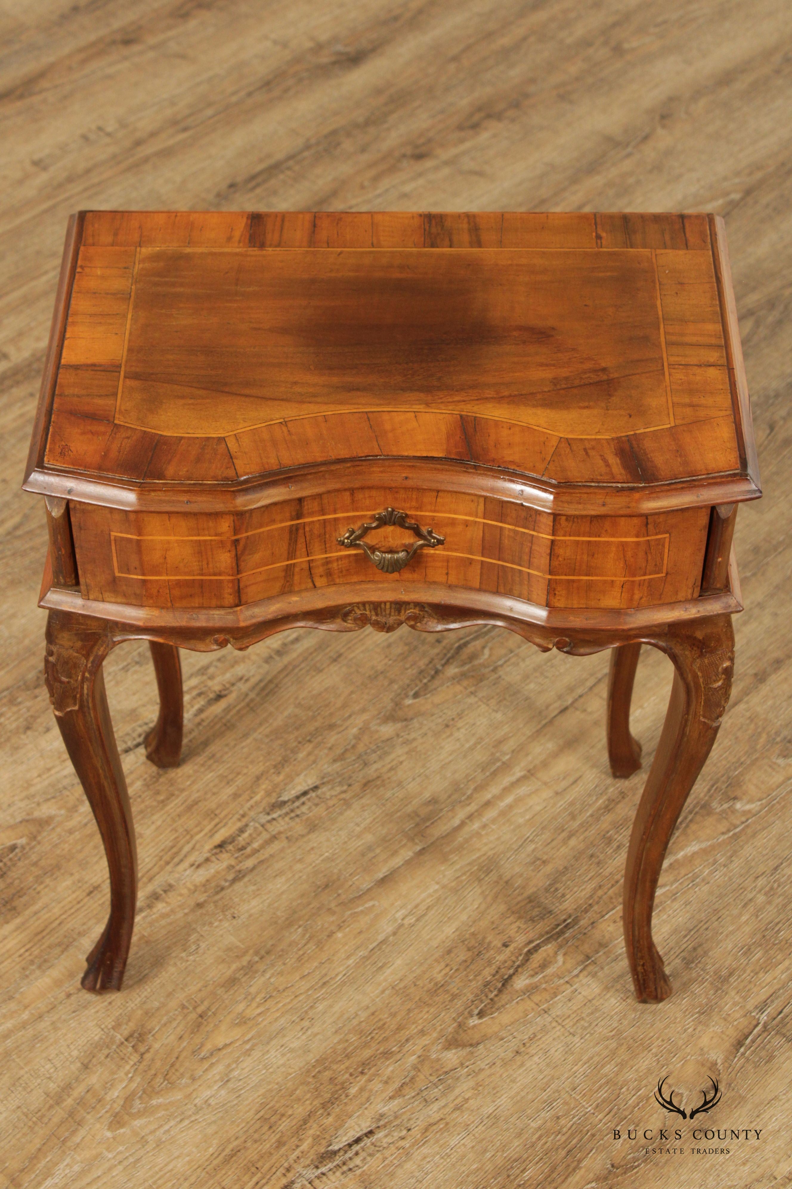 Italian Provincial Walnut Single Drawer Nightstand