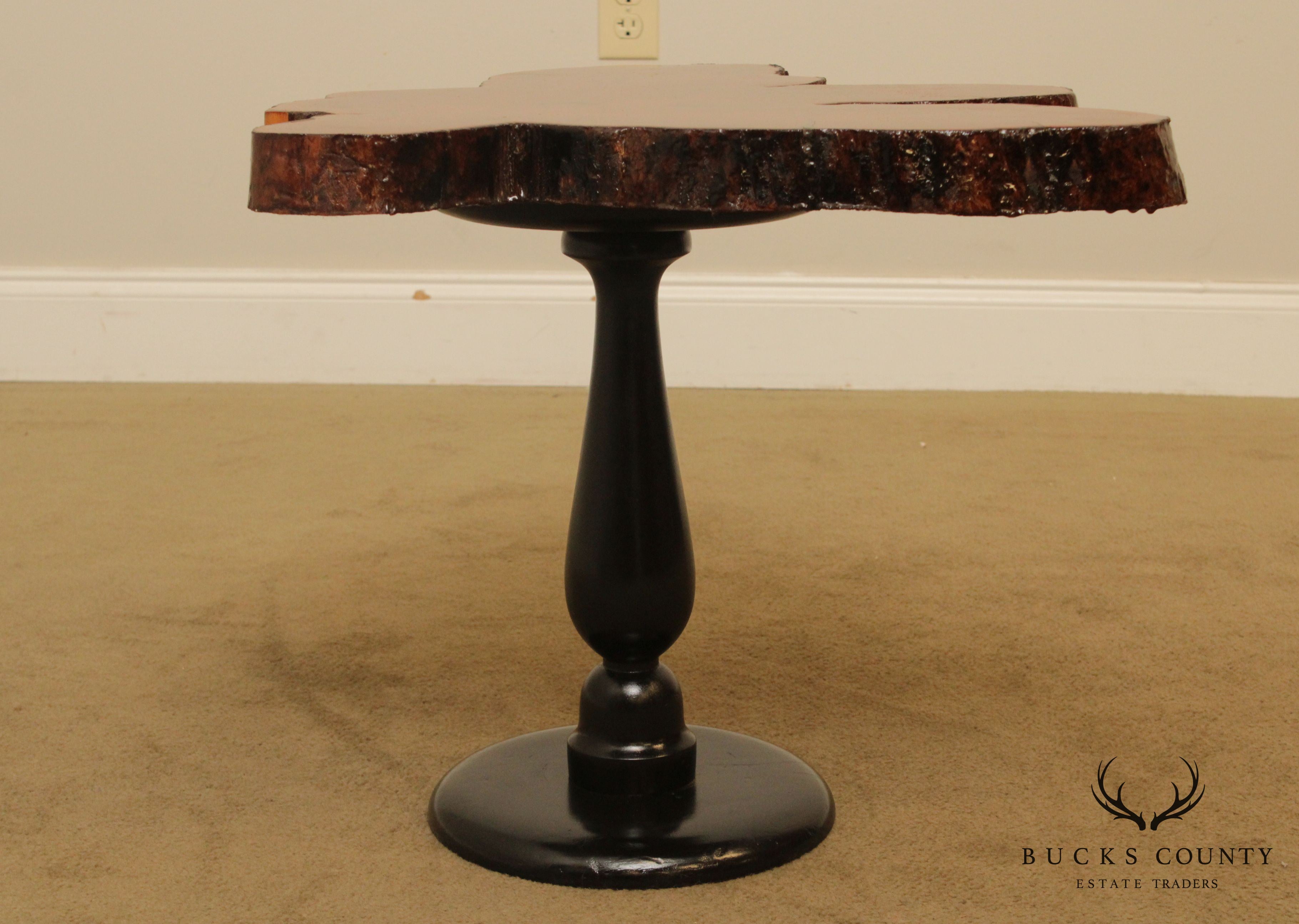 Live Edge Slab Wood Pedestal Side Table