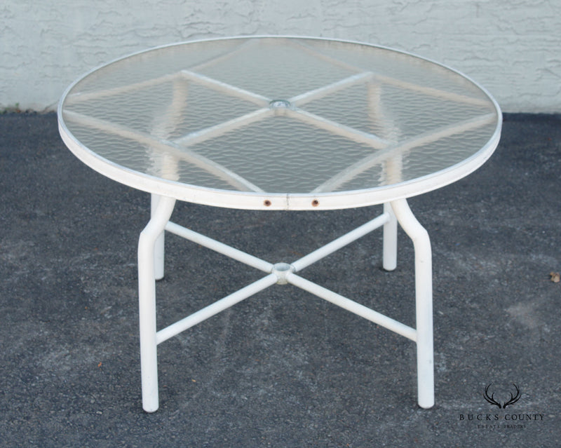 Vintage Aluminum and Glass Round Patio Table
