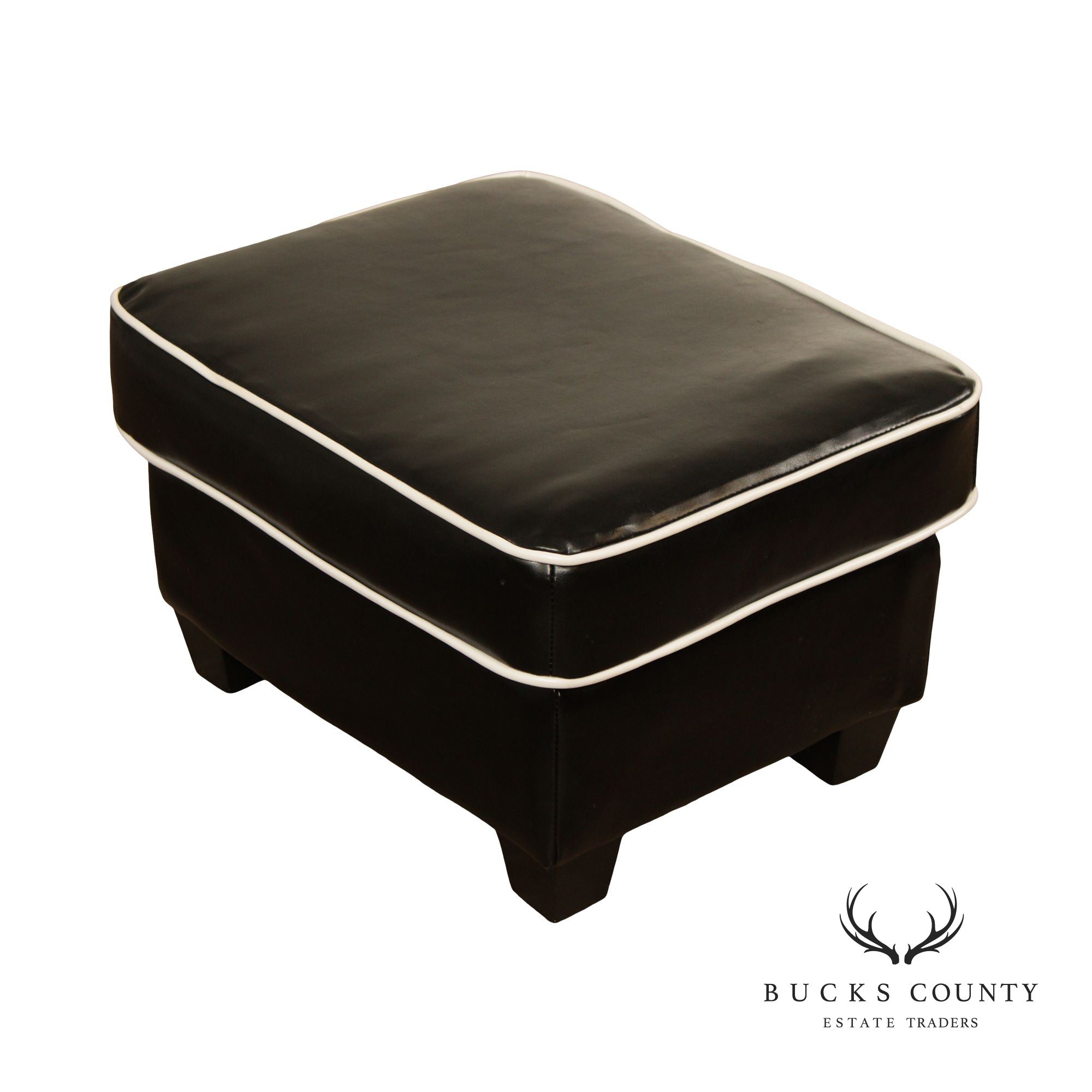 Vintage Modern Leather Upholstered Footstool